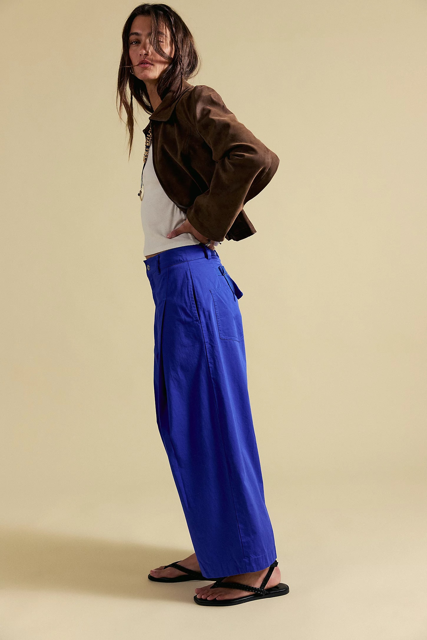 Free People, Silverlake Wide-Leg Chino Trousers in Violet Splendor