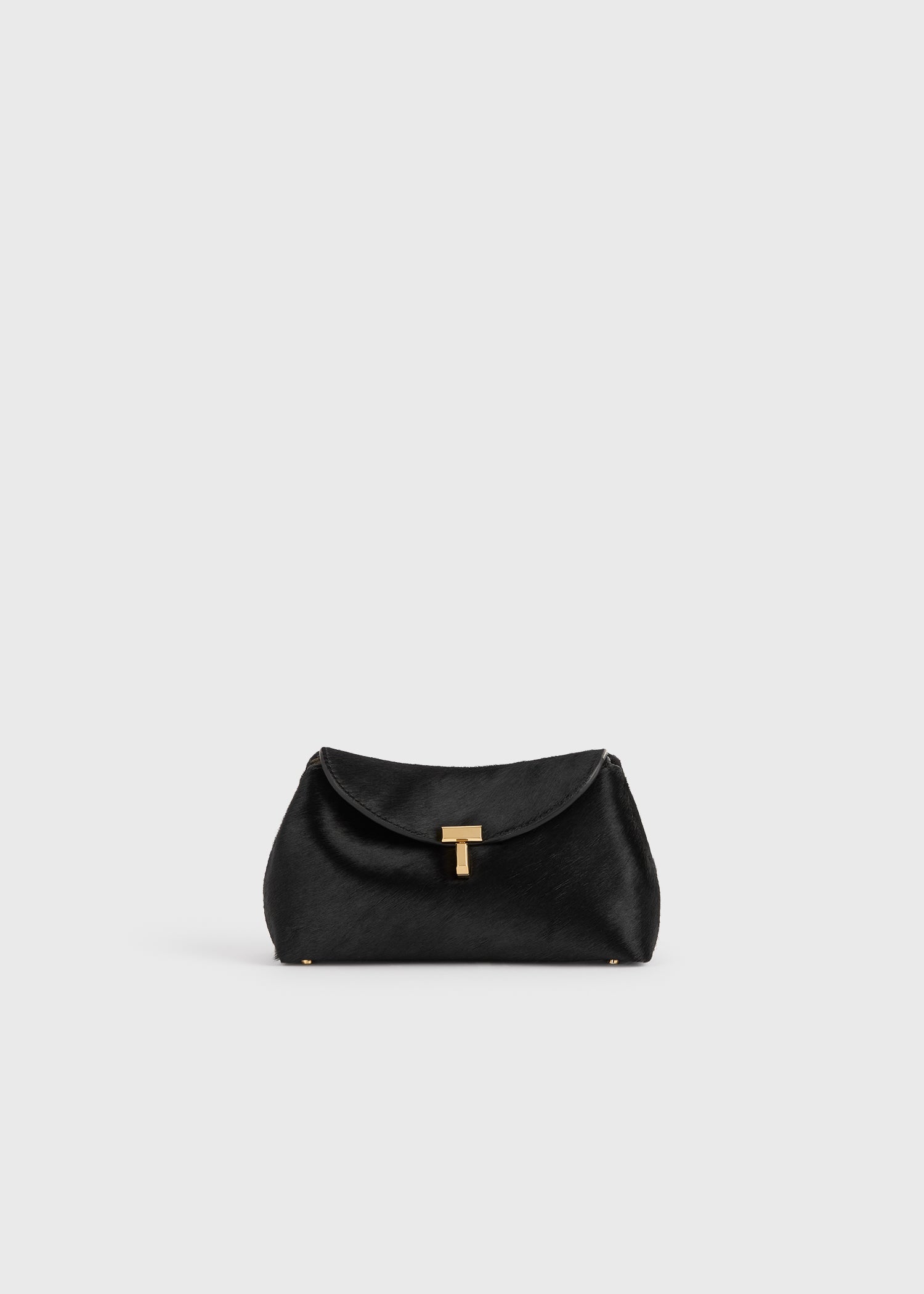 Mini T-Lock Pony Hair Clutch Black - One Size