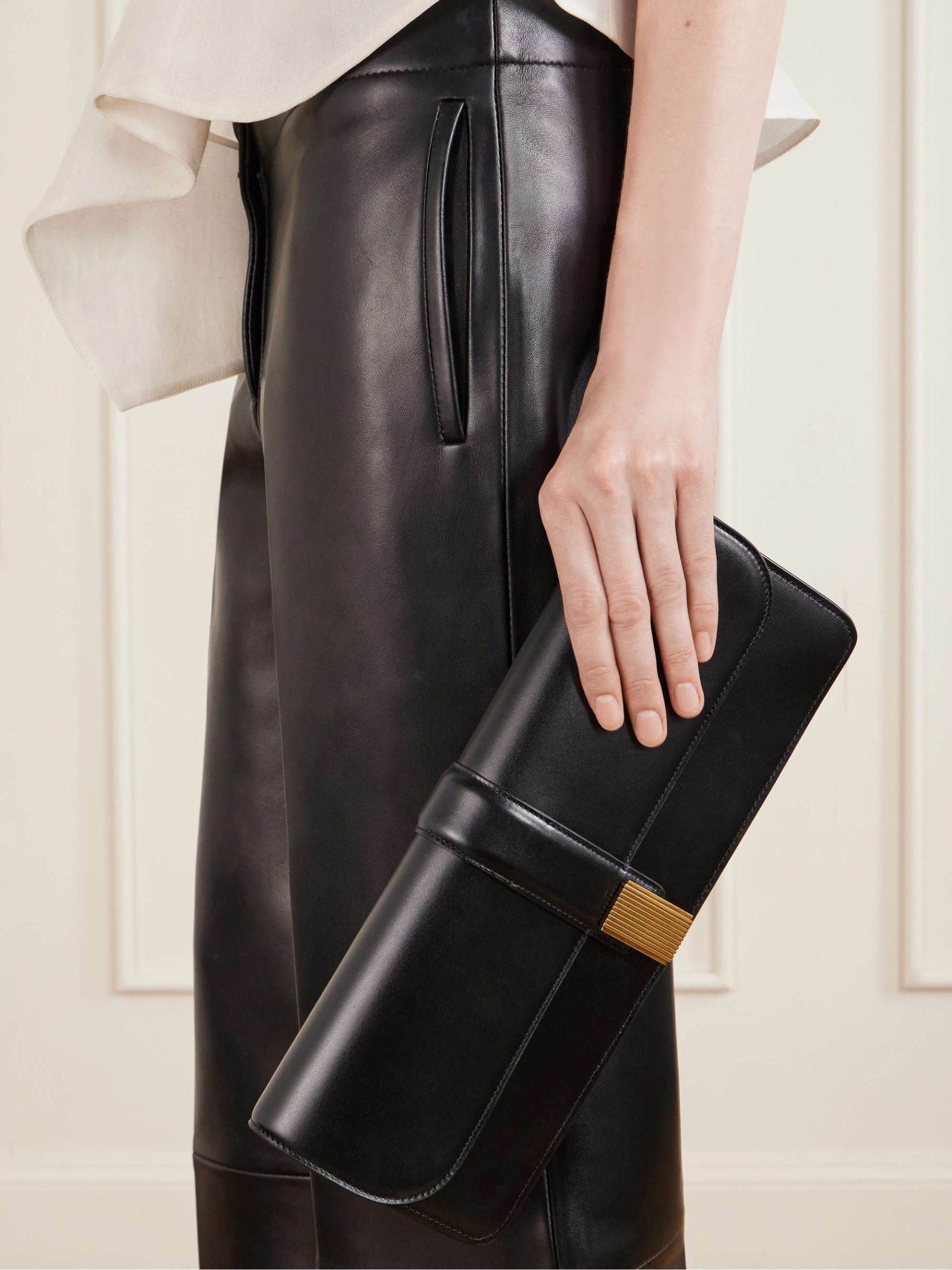 Black Leather Clutch Bag