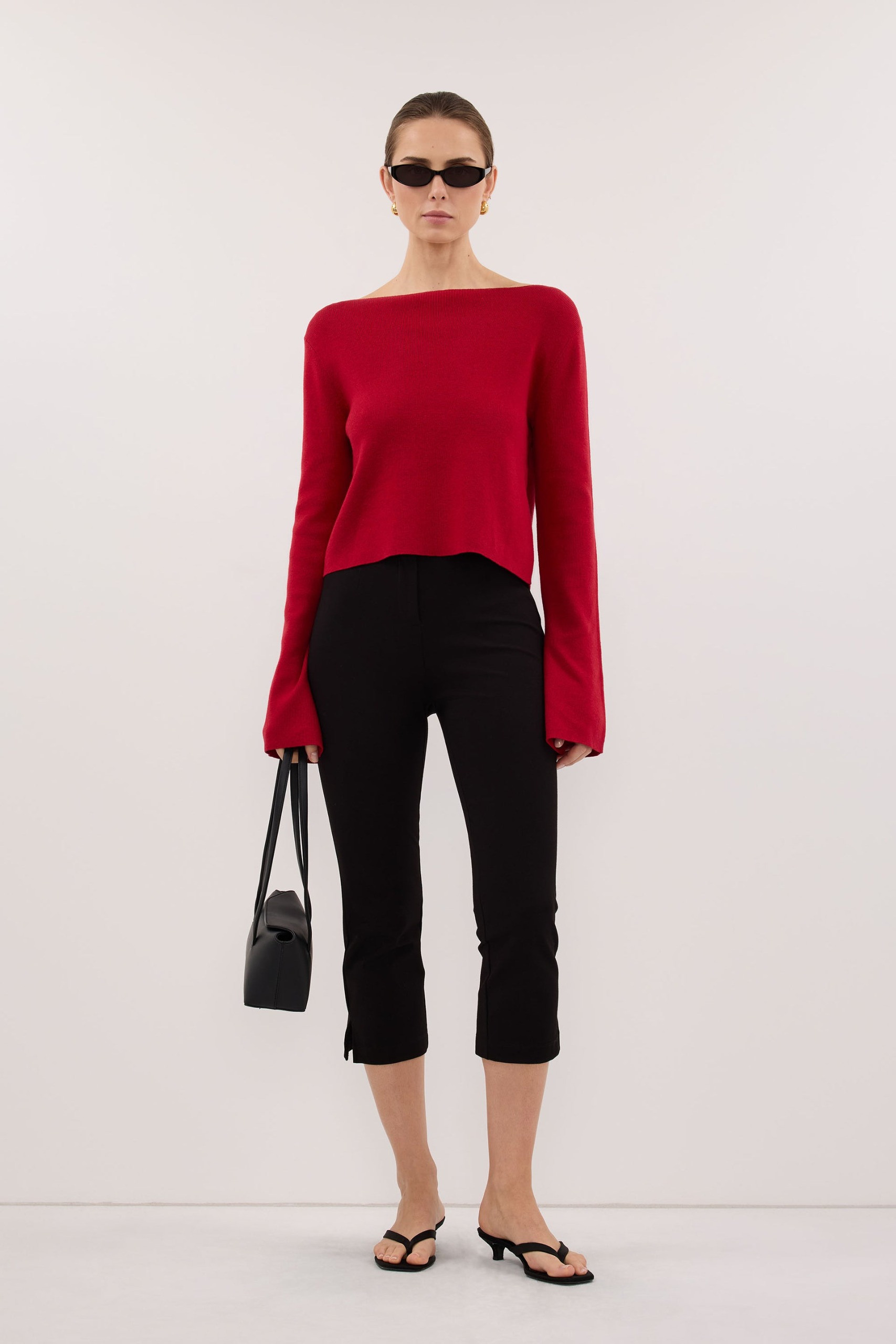 Illaria Burnt Red Wide Sleeve Knit Top - Xxs / Burnt Red