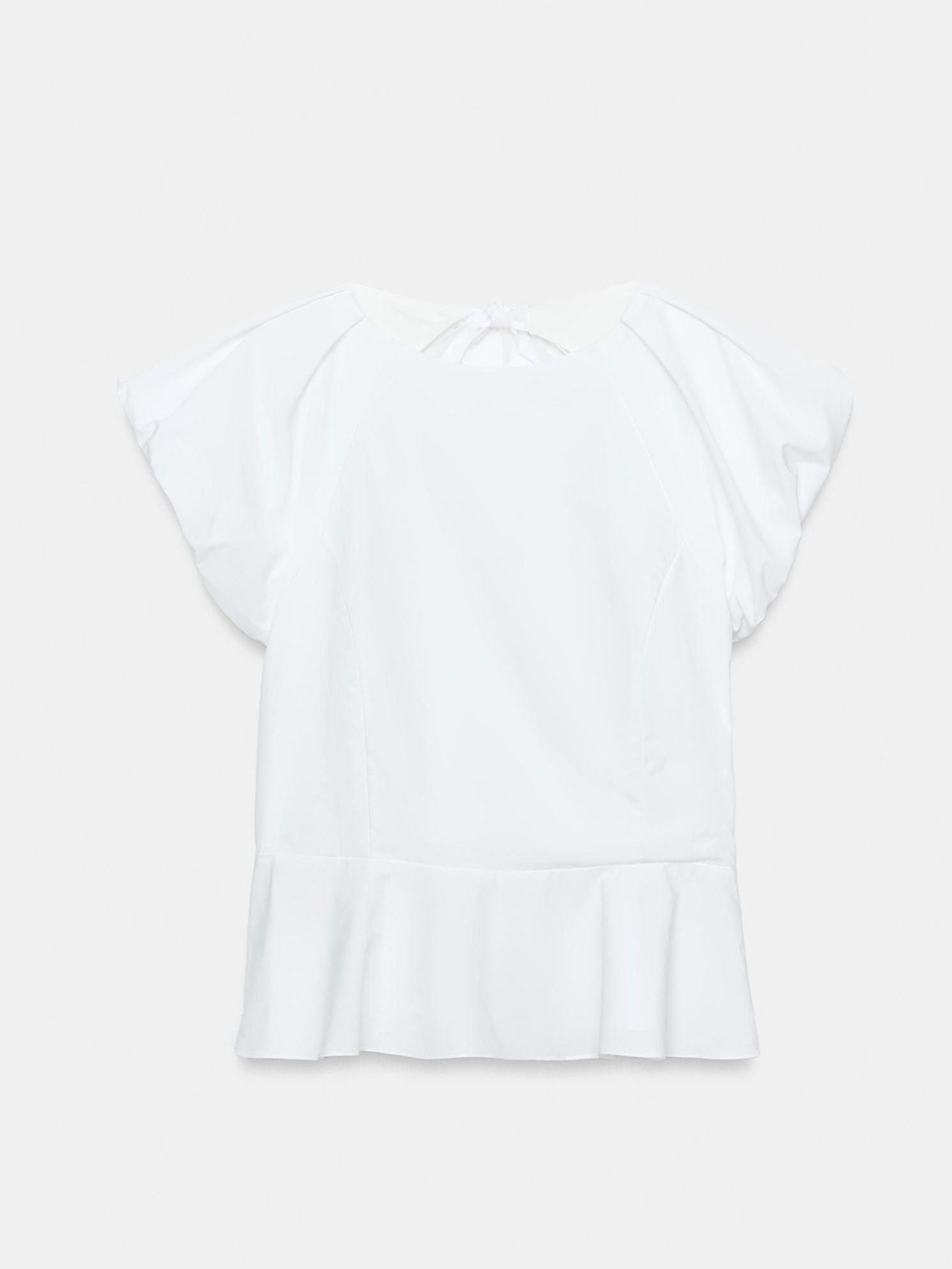 Poplin Peplum Top - White - Xs