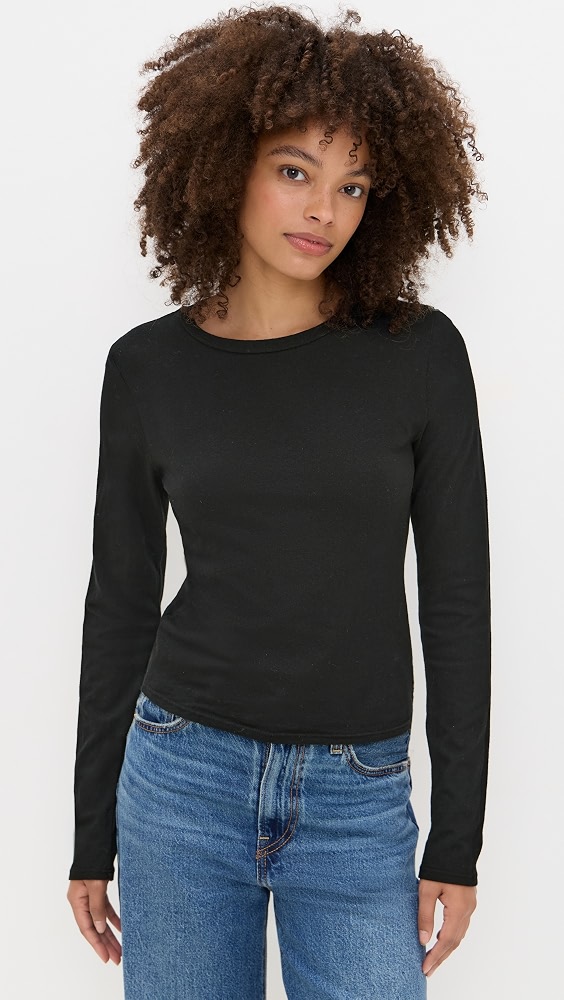 Jamie Recycled Cotton Long Sleeve Crew - True Black