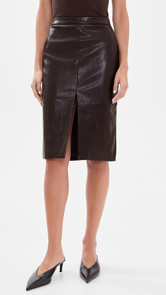 Rheba Faux Leather Skirt - Deep Plum