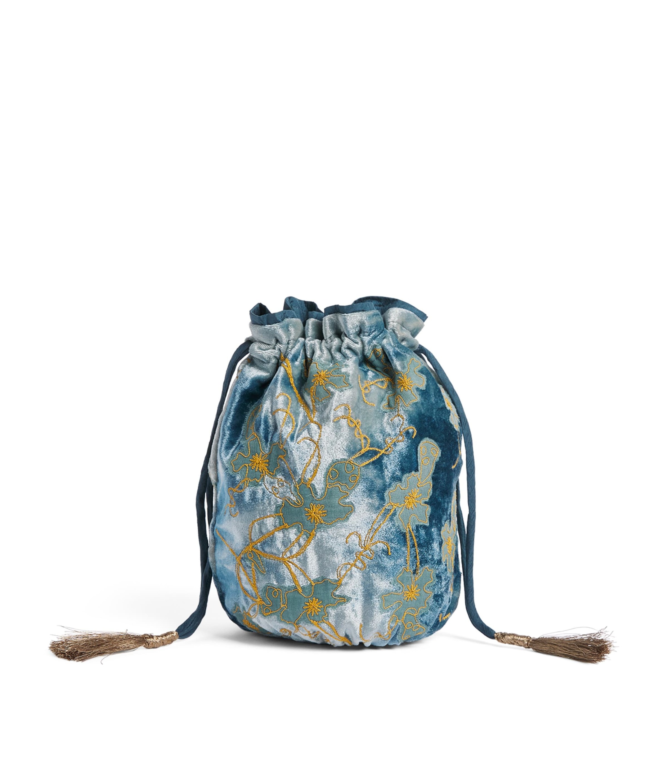 Anke Drechsel Silk Velvet Embroidered Pouch