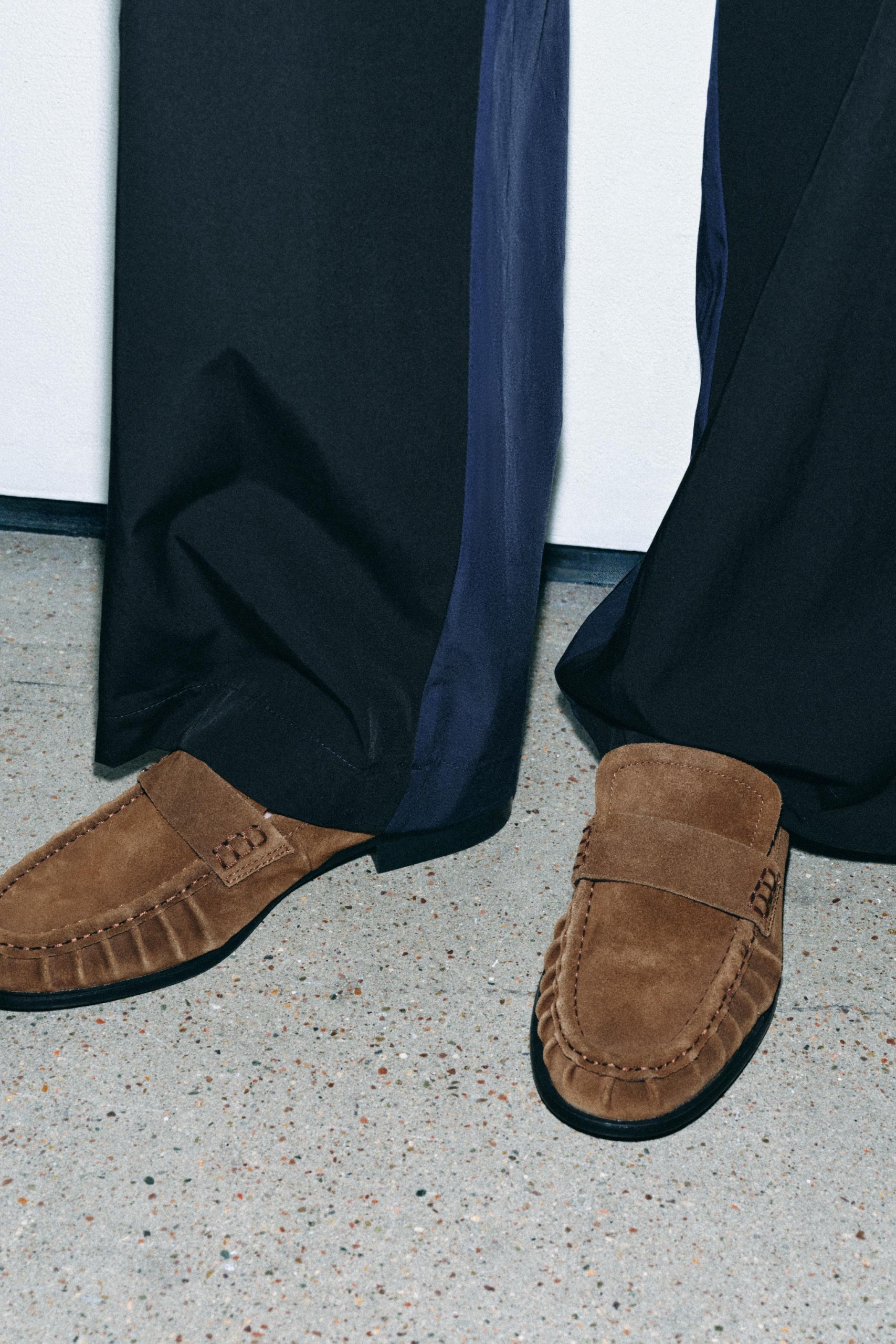 Split Suede Loafers - Brown - 2