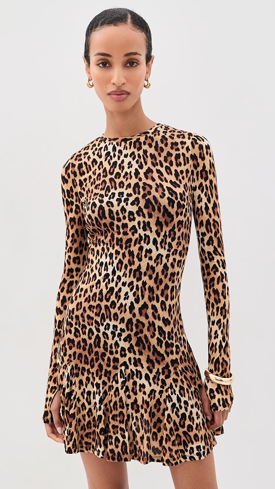 Wendy Fit and Flare Godet Mini Dress - Spotted Leopard