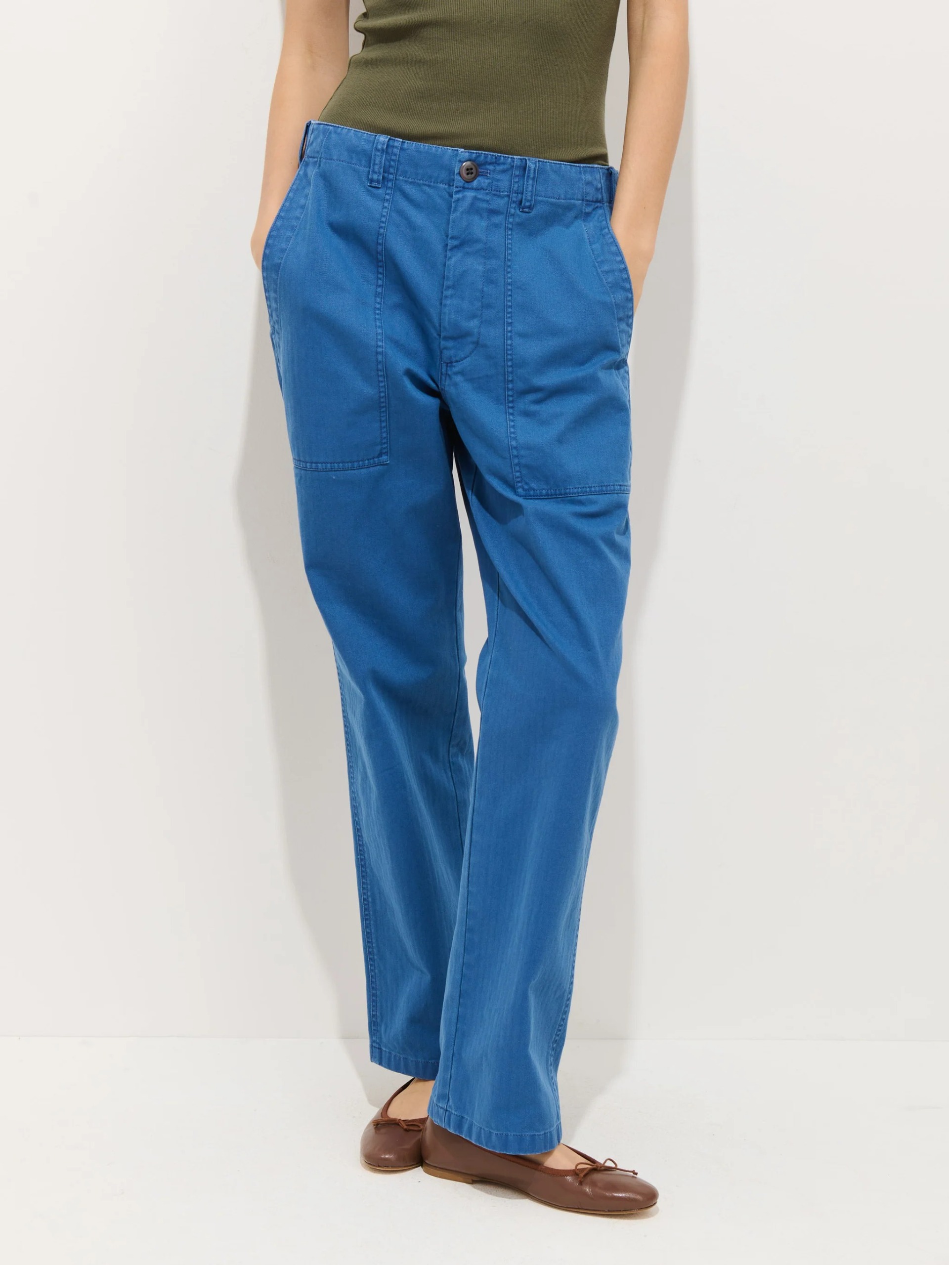 Alex Mill, Neil Pants In Herringbone in Washed Cobalt