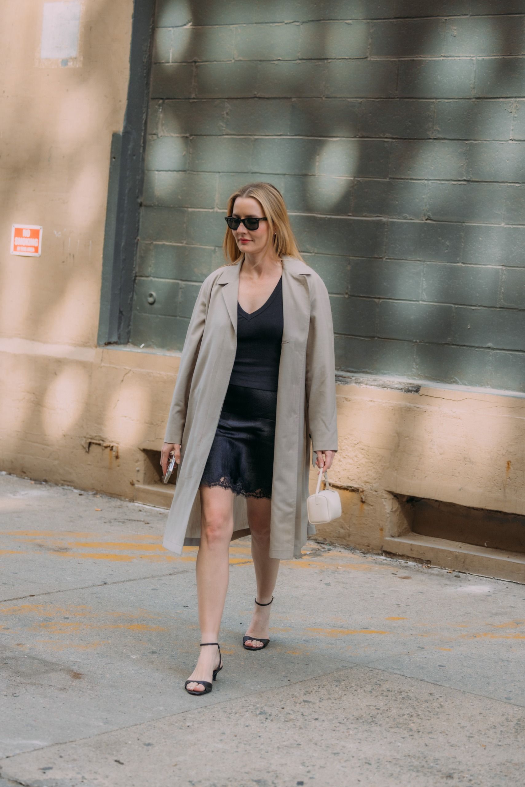Kristen Nichols wearing Ray-Ban Wayfarers during NYFW.