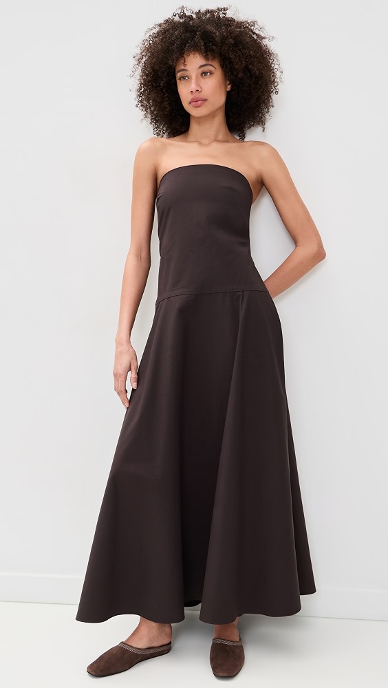 Strapless Rouleau Dress - Bark