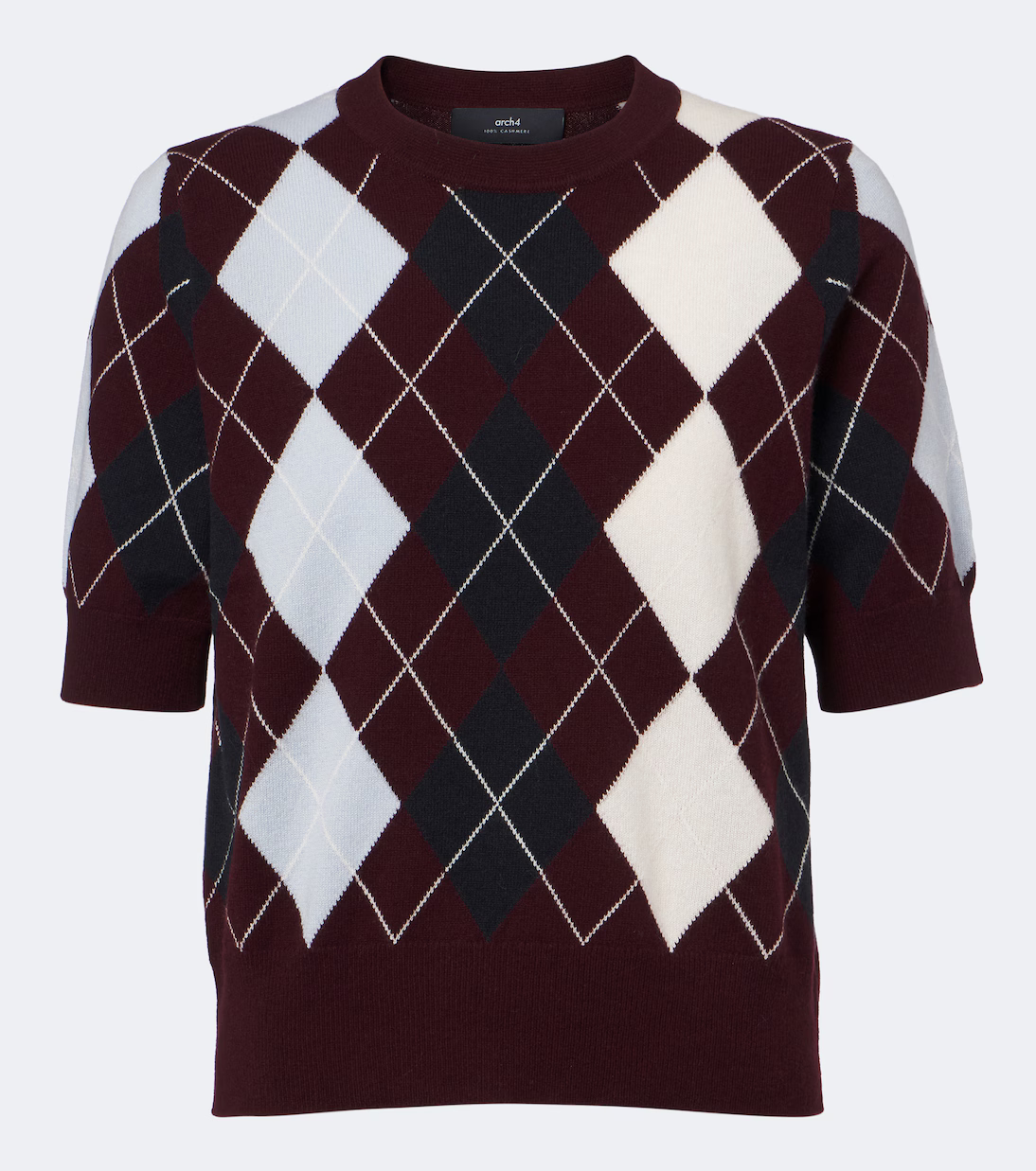 An Arch4 argyle short sleeve jumper.