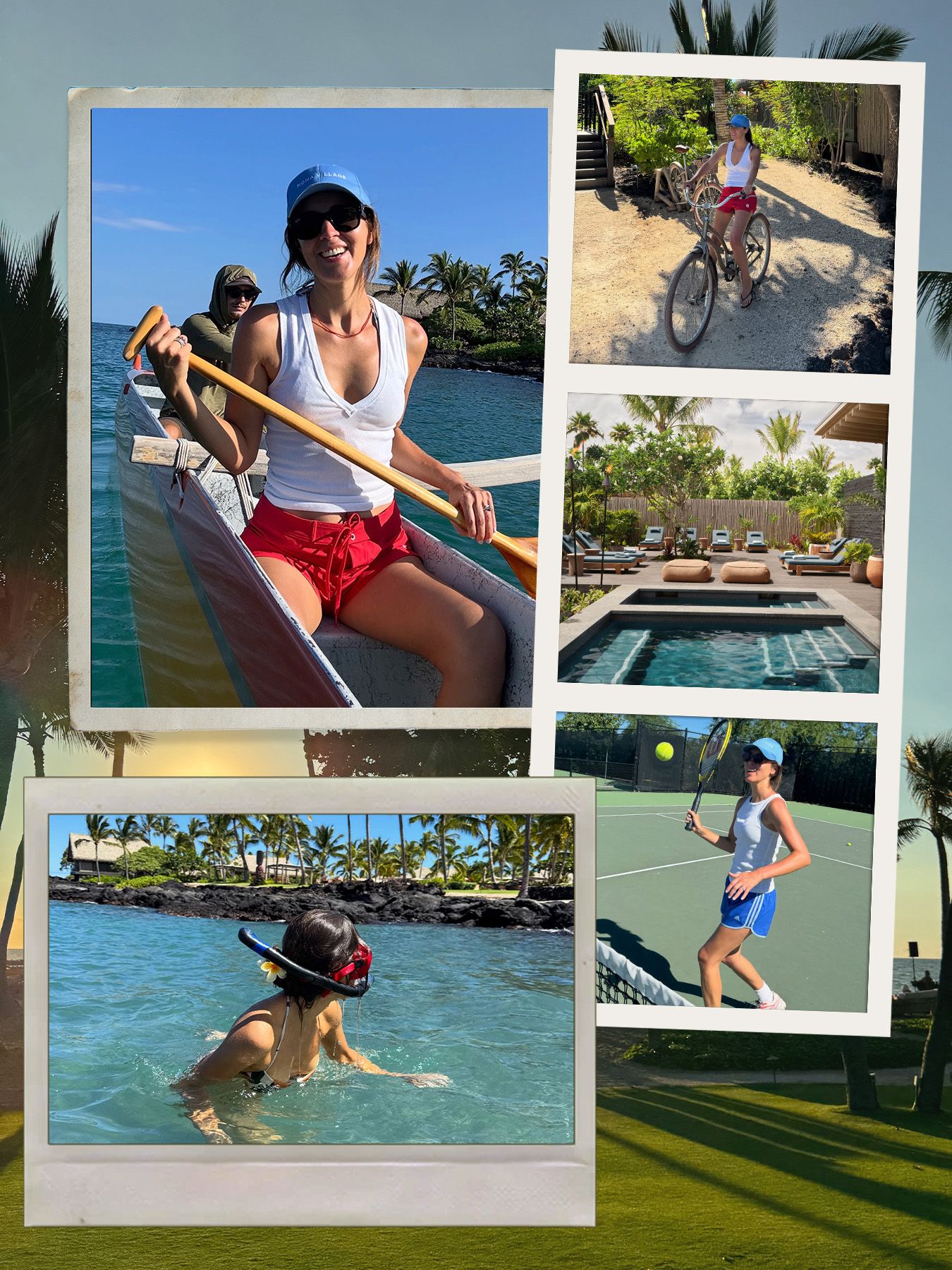 Fashion editor, Judith Jones doing various activities at Kona Village, Hawaii