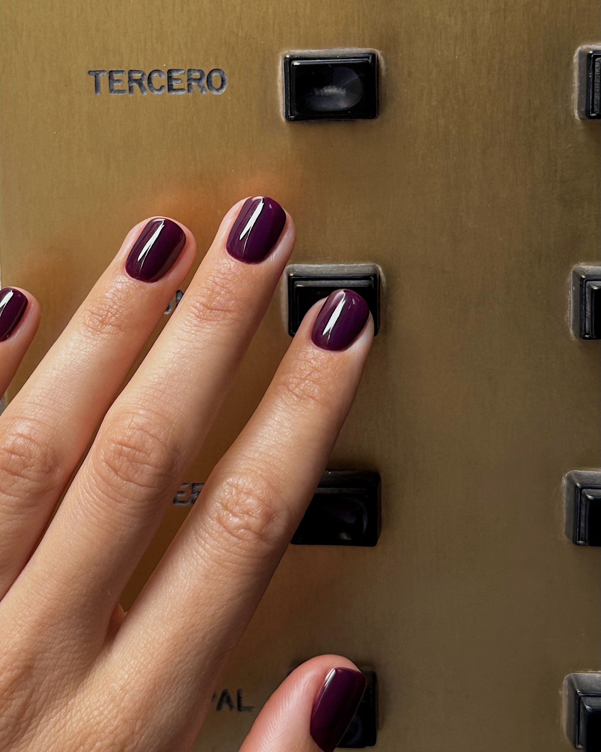 @matejanova wearing Manucurist aubergine nail polish