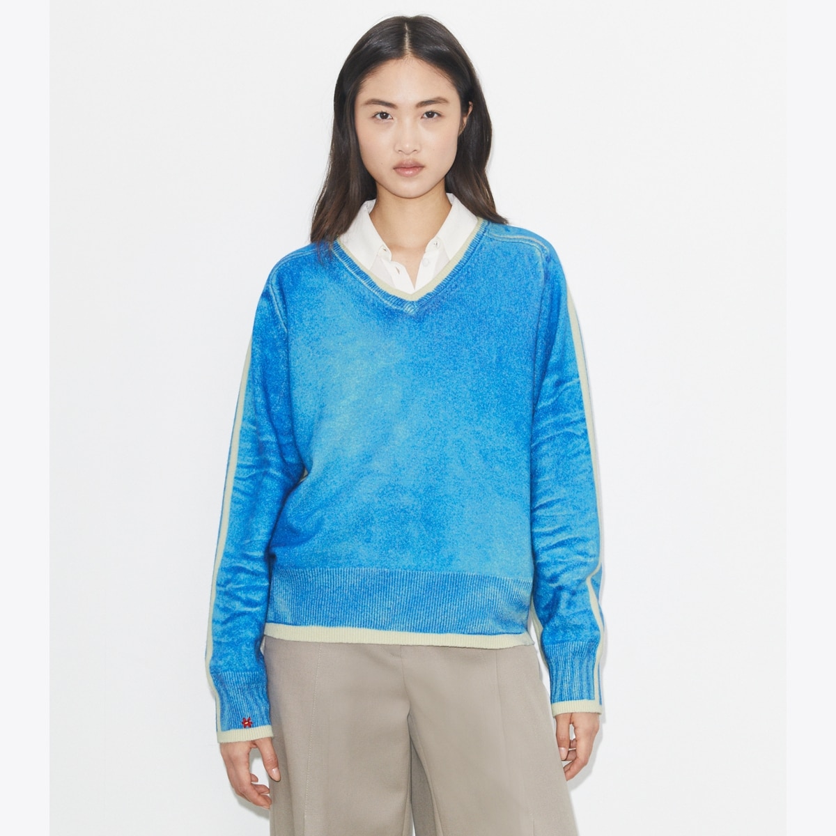 Merino Wool Sweater in Blue, Size Xxs