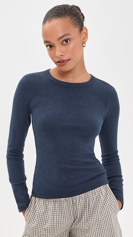 Nando Slim Fit Long Sleeve Tee - Midnight Melange