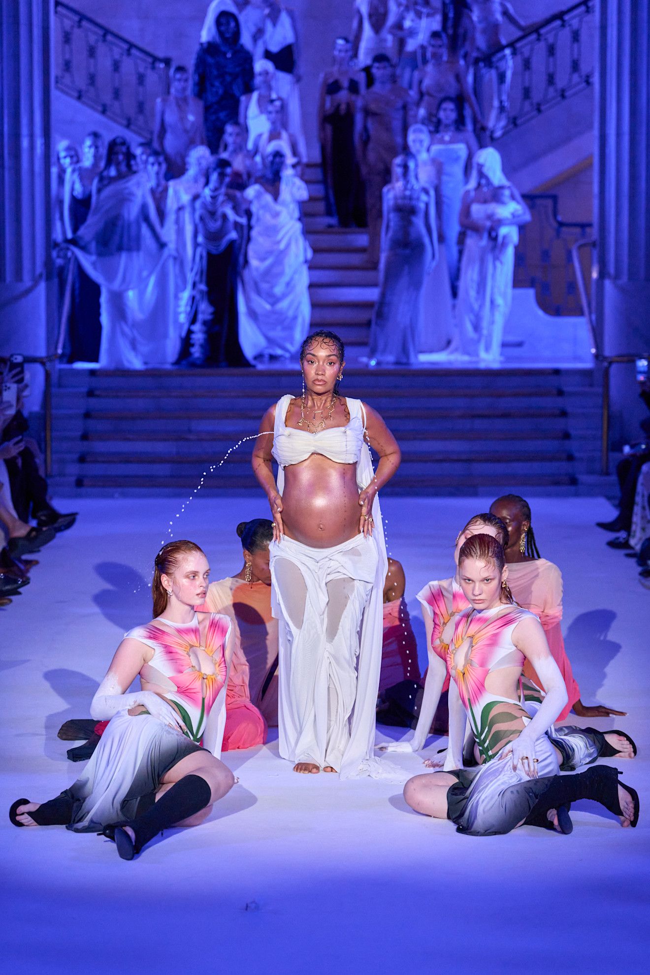 Leigh-Anne Pinock and other models on the runway at the Di Petsta show at London Fashion Week SS/27