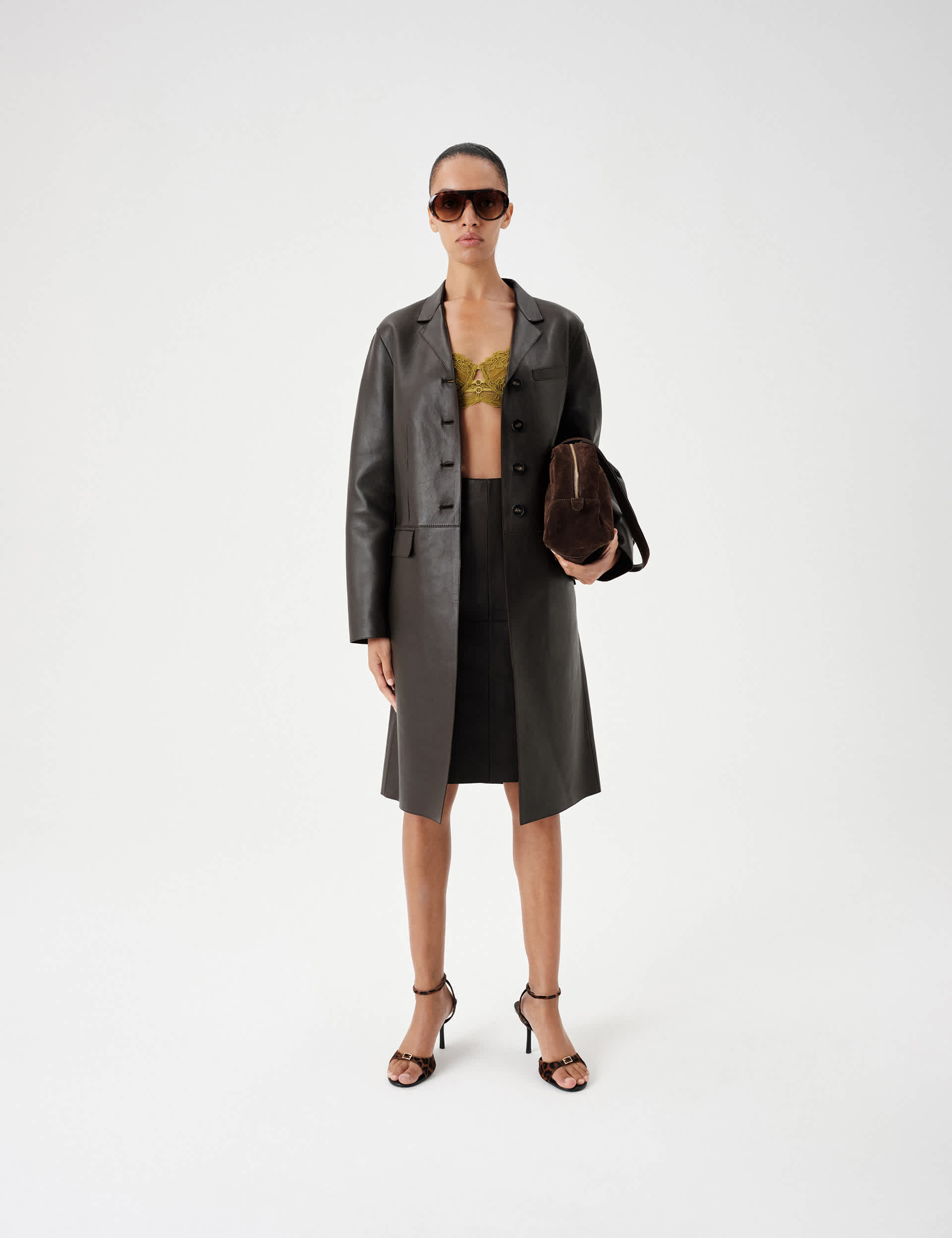 Pure Leather Longline Coat