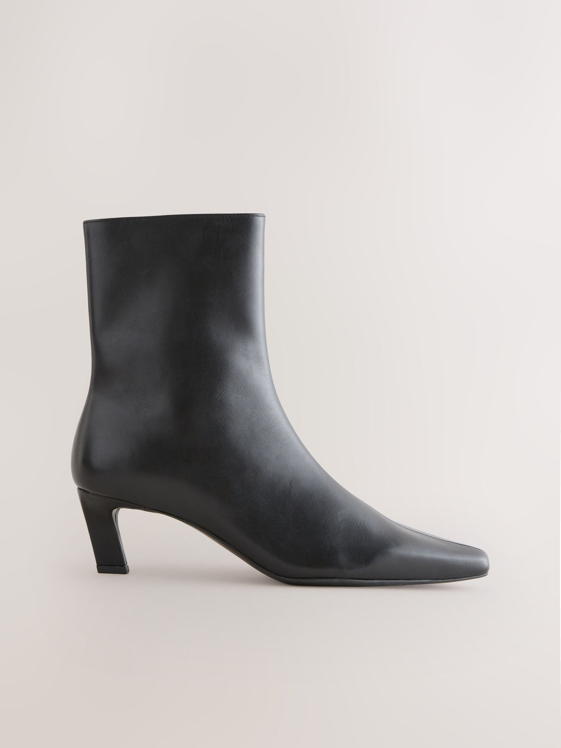 Black Leather Forever Comfort&reg; Chisel Toe Heeled Ankle Boots - Size 3 Eu 35.5