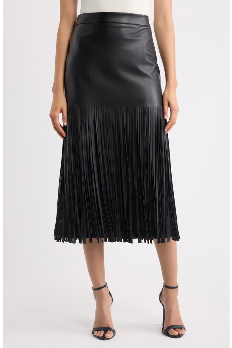 Kaia Fringe Faux Leather Skirt