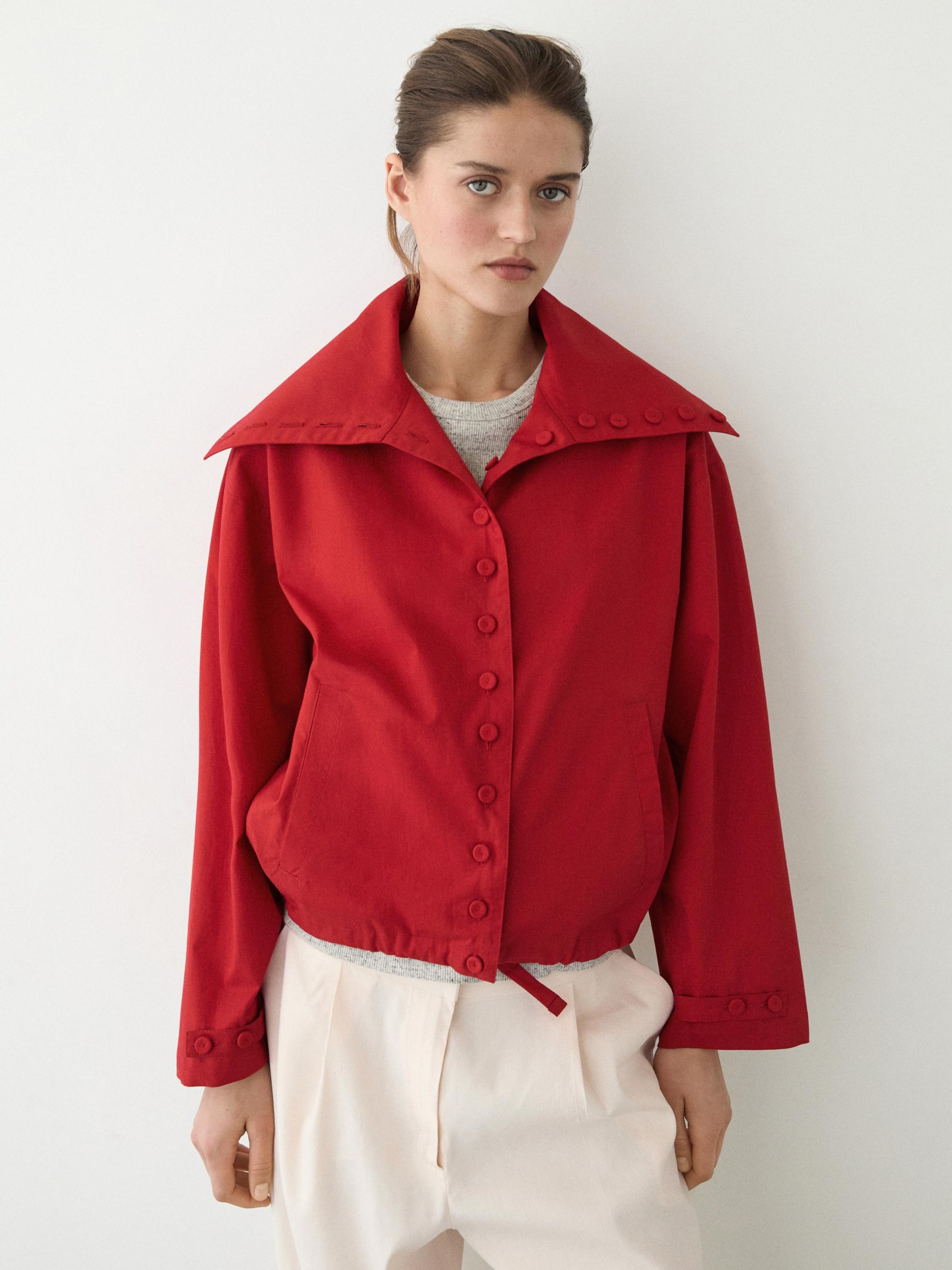 Lightweight Cotton Jacket With Button Details