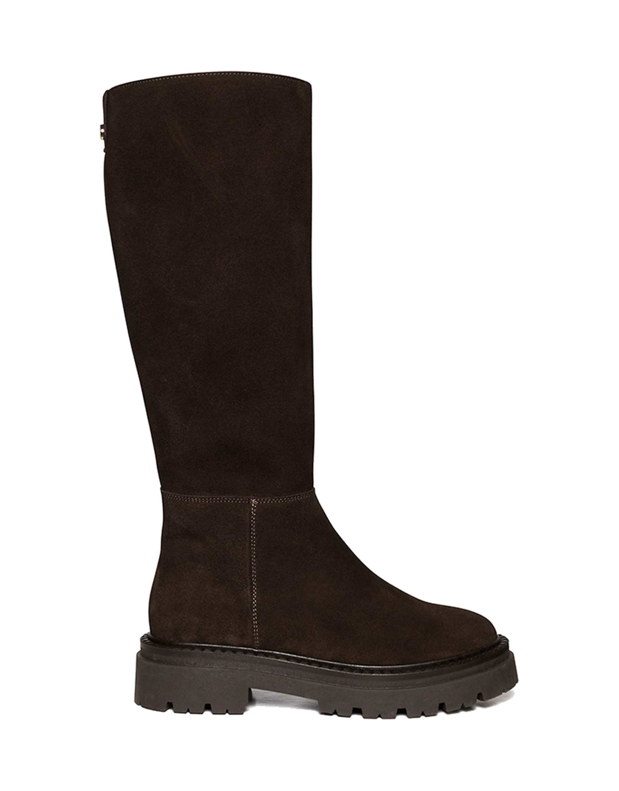 Steve Madden Kaja Chunky Knee Boots in Brown Suede Leather