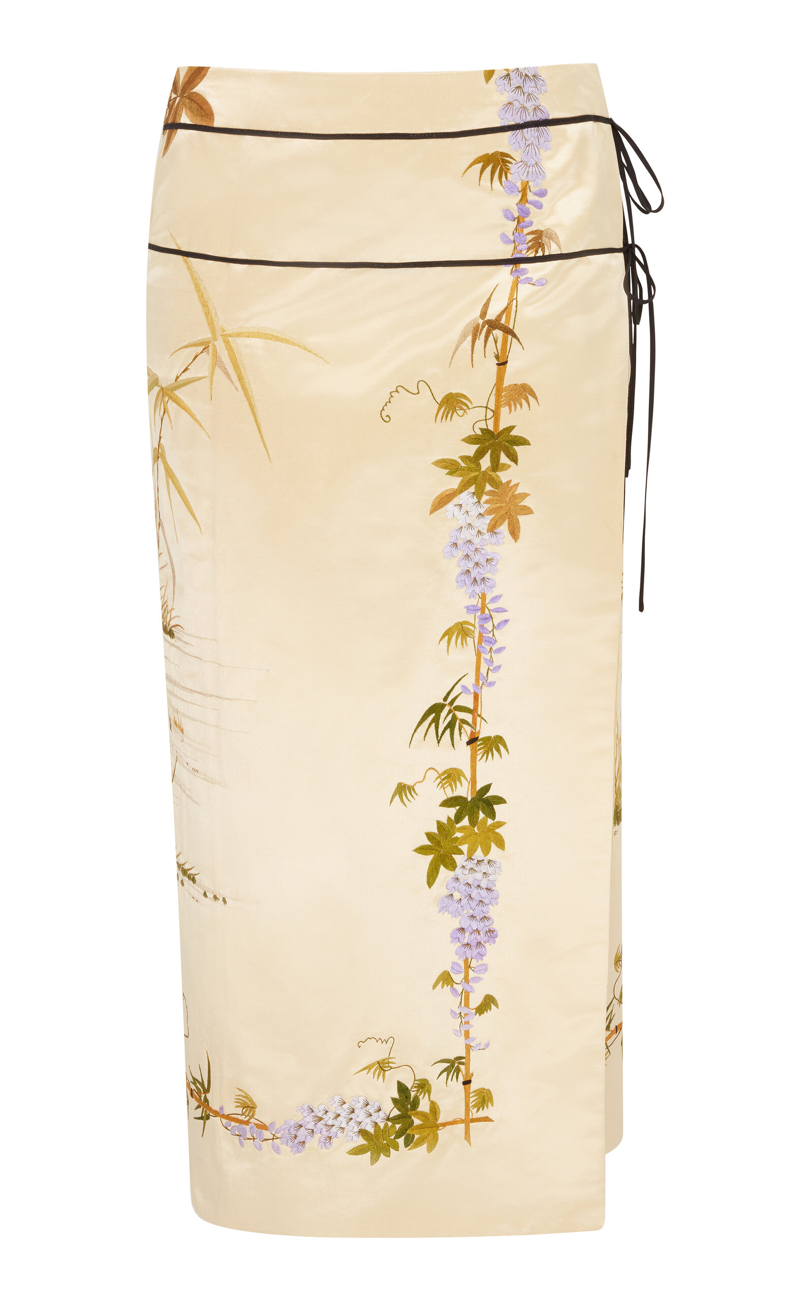 Wrap Silk Midi Skirt