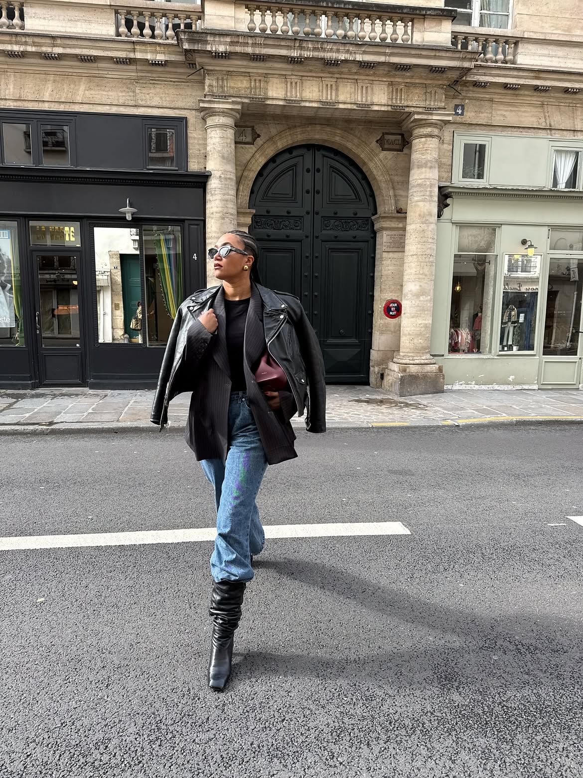 Lena wearing ruched boots
