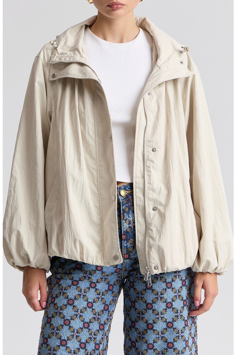 Balloon Hem Hooded Windbreaker Jacket