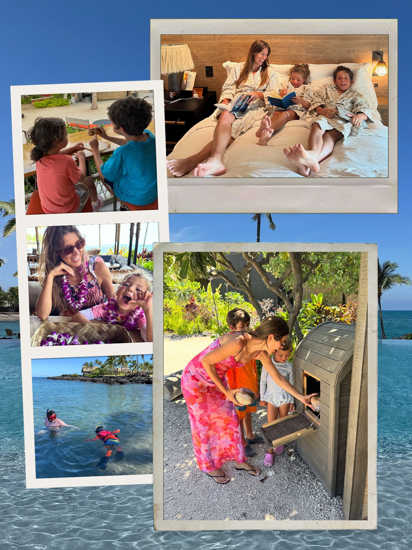 Judith Jones and her family doing activities in Kona Village, Hawaii