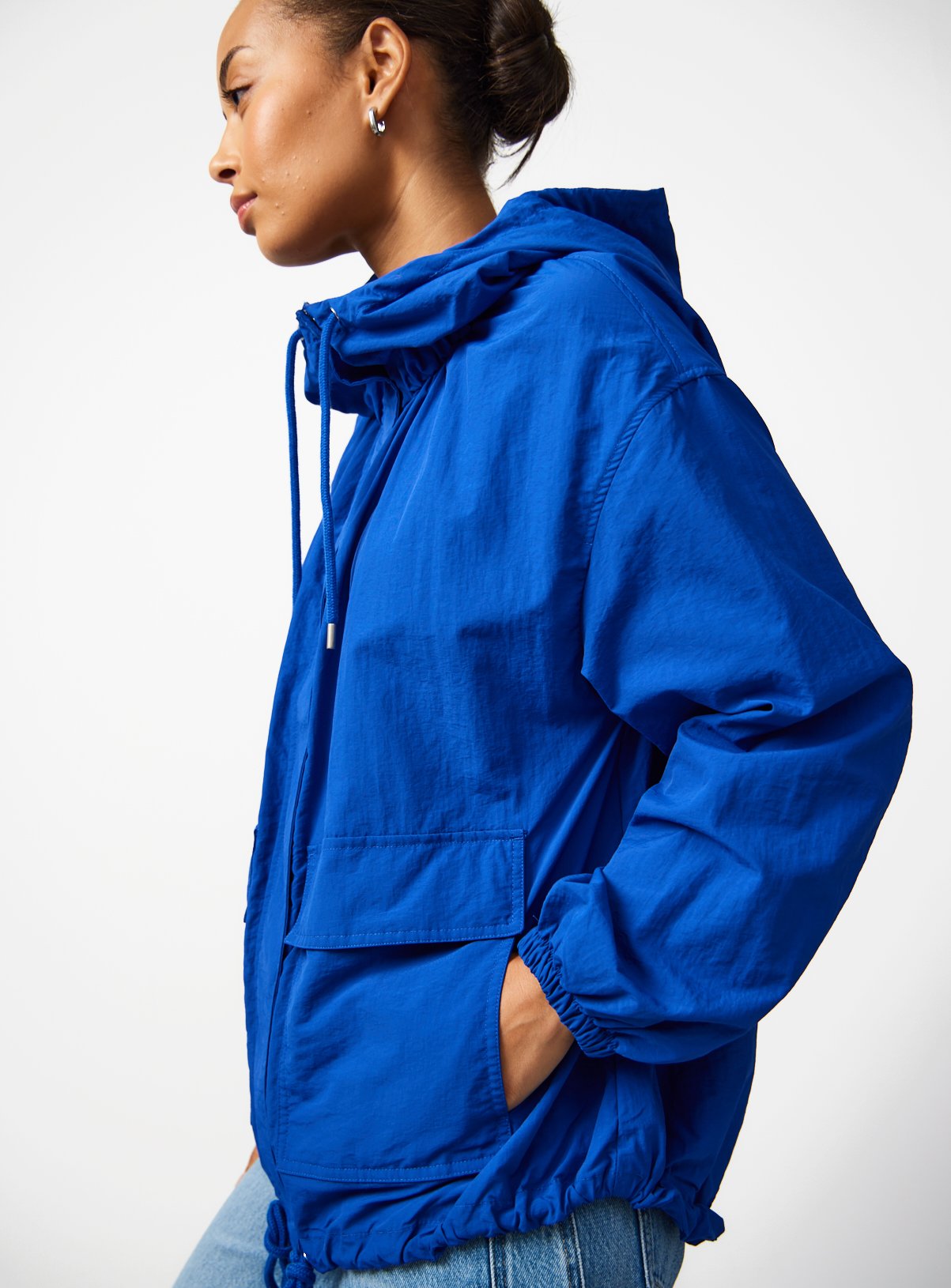 Cobalt Blue Hooded Windbreaker L