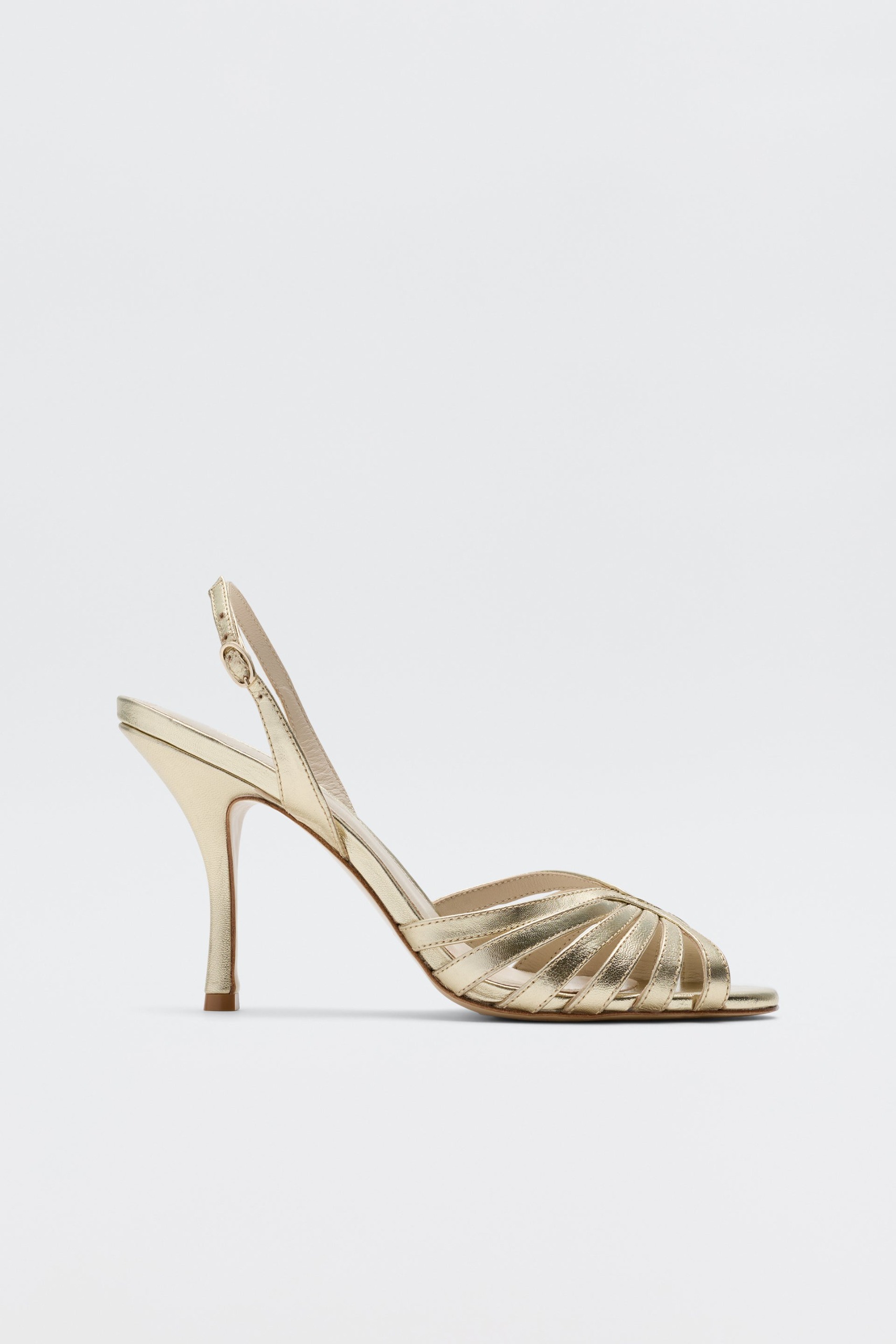 Mavi Leather Heels in Gold