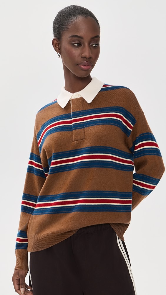Michael Cashmere Polo Sweater - Savoy Stripe