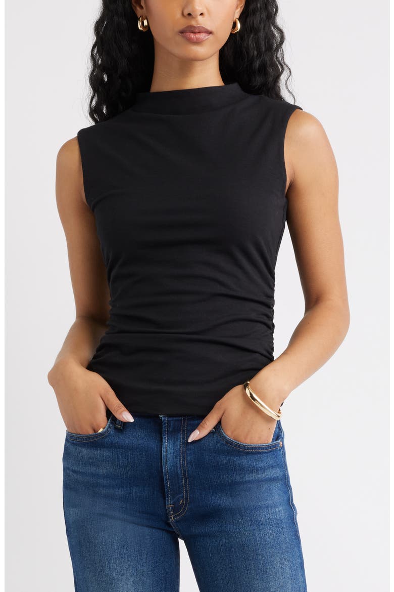 Mock Neck Ruched Tank
