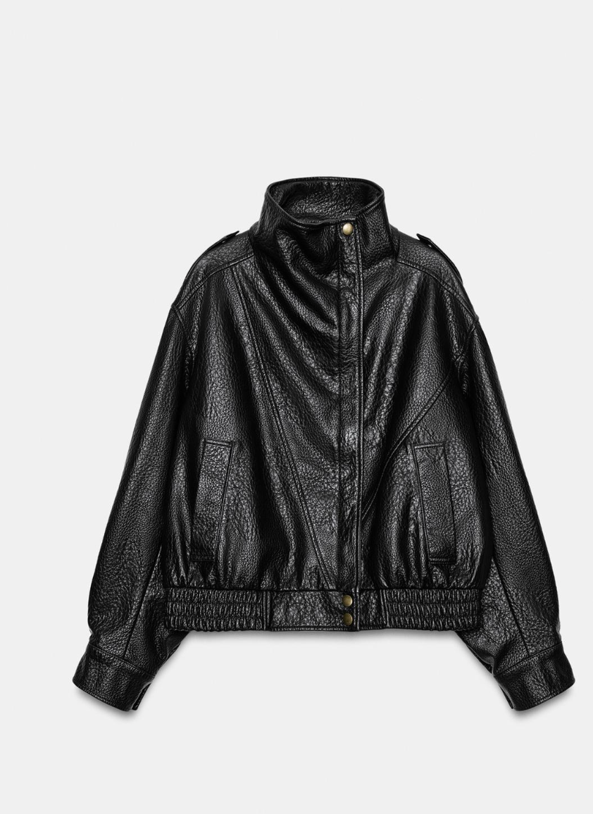 ZARA, Leather-Effect Bomber Jacket