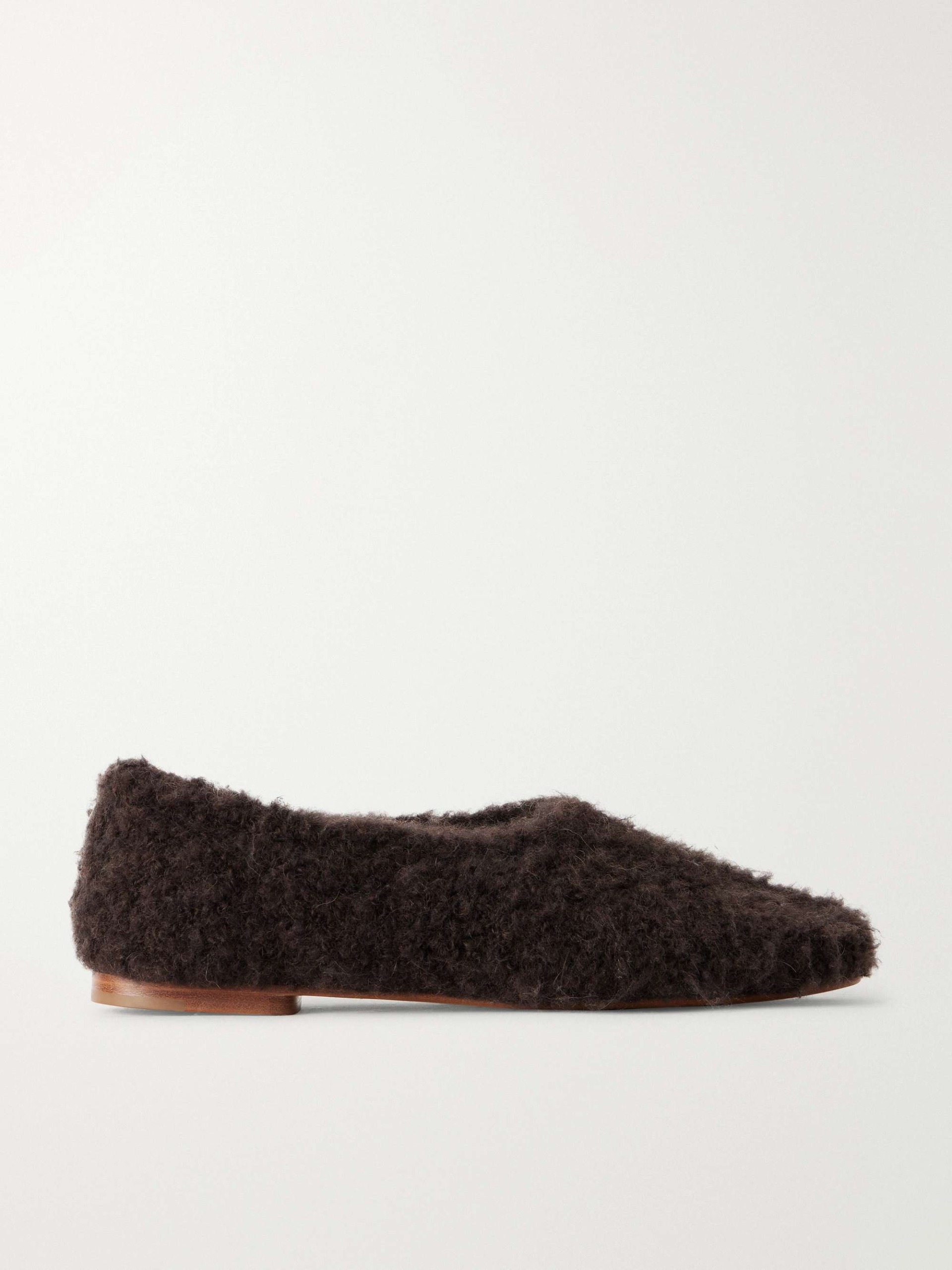 Emperor Leather-Trimmed Plush Ballet Flats