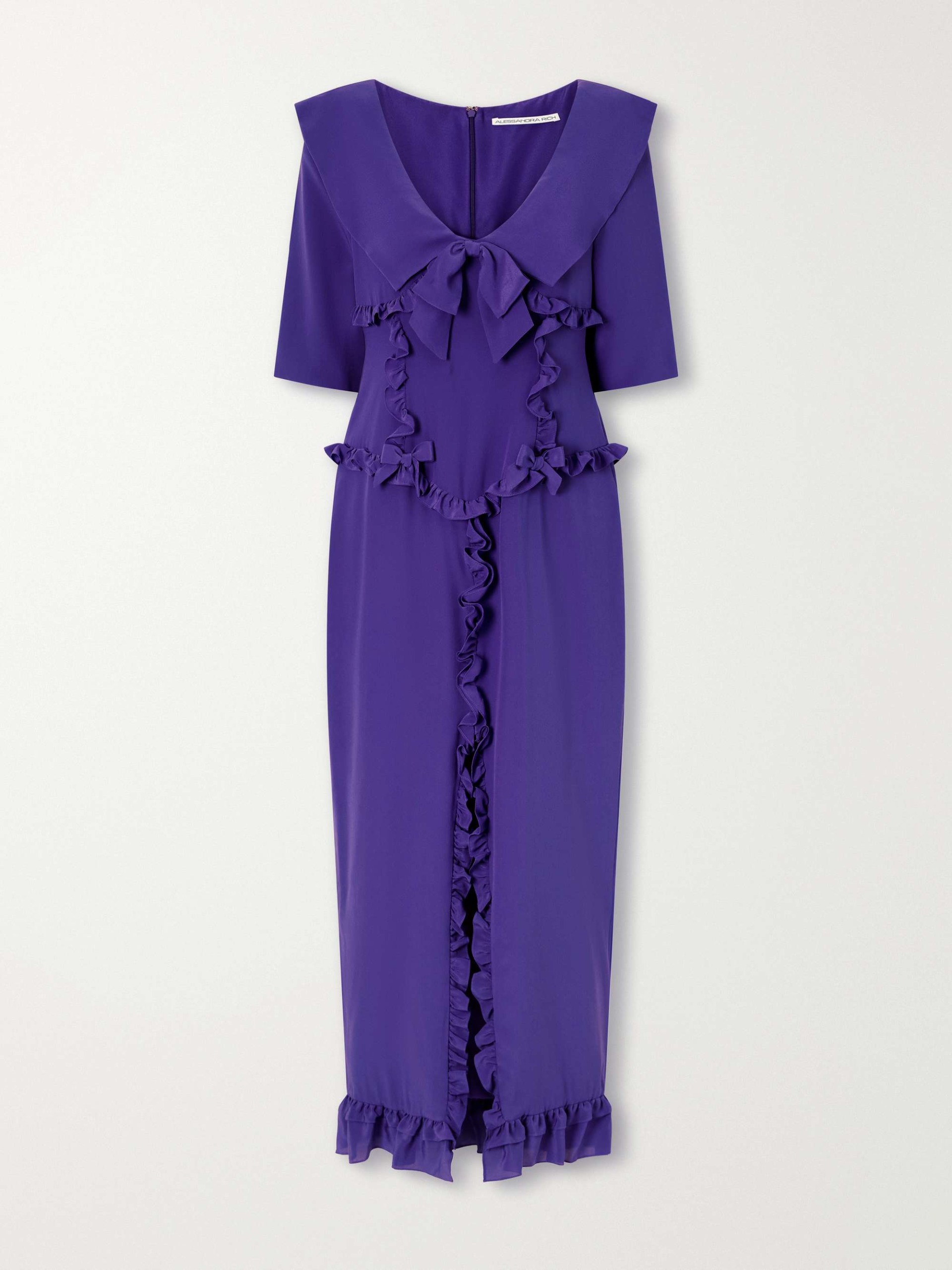 Ruffled Silk-Crepe De Chine Midi Dress