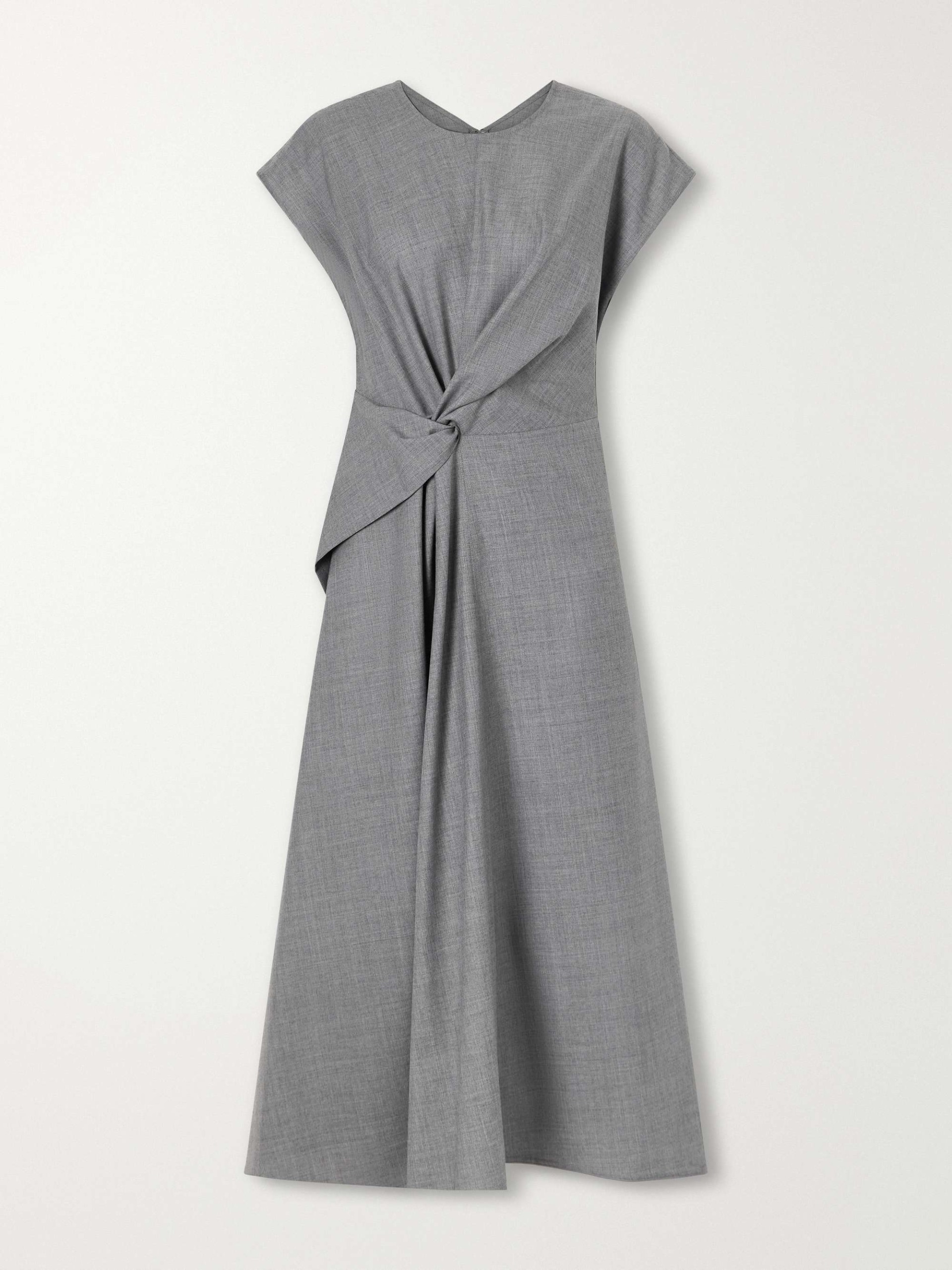 Aria Gathered Wool Midi Dress