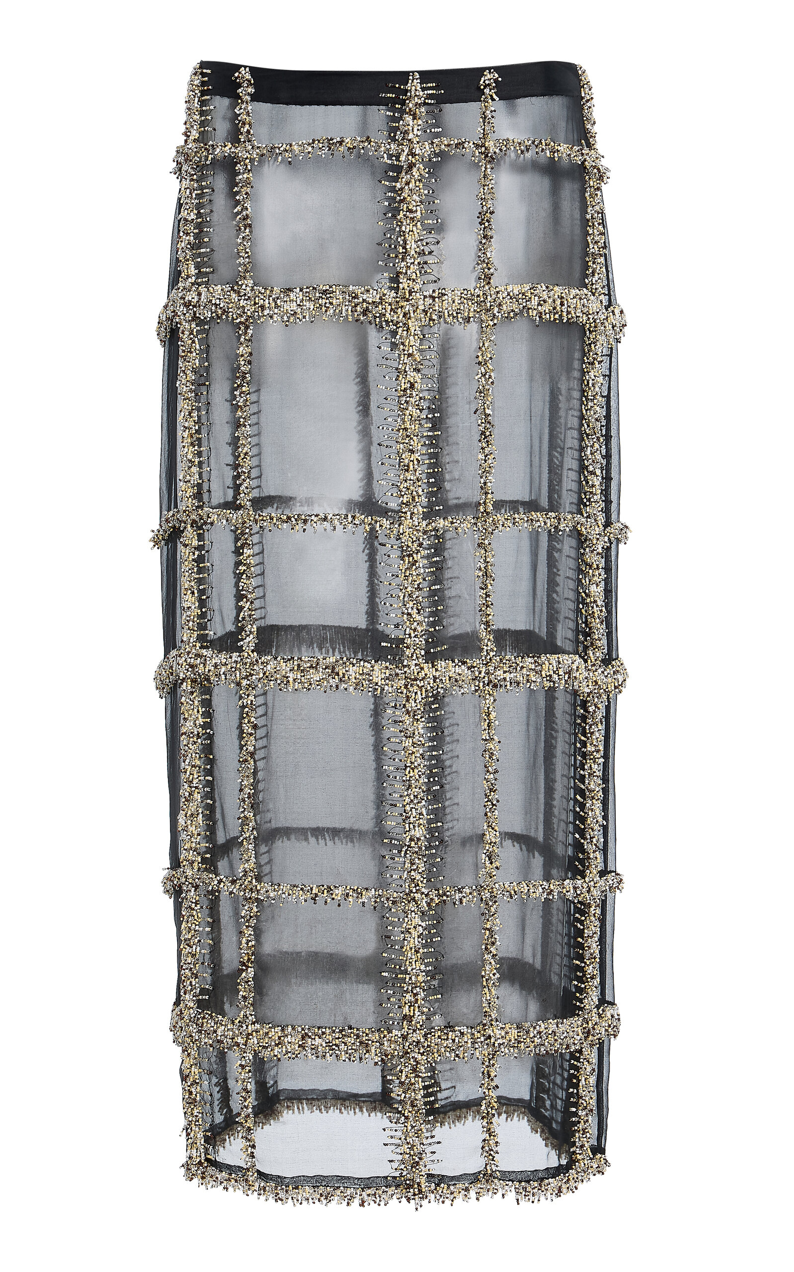 Emilee Sheer Grid-Pattern Midi Skirt