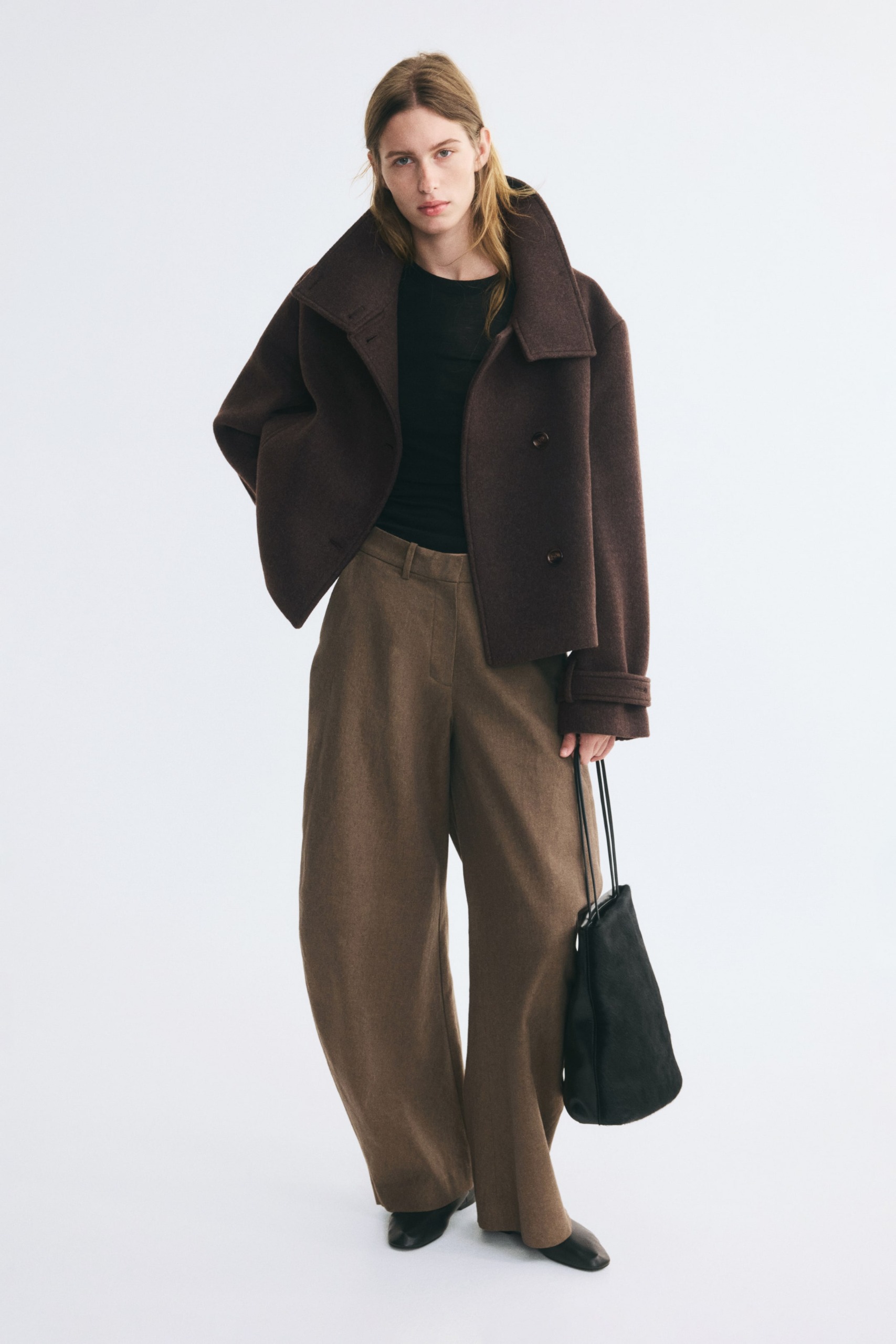 Wool-Blend Funnel-Collar Jacket