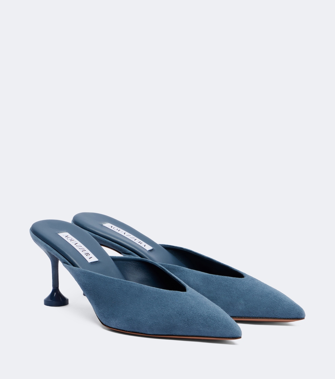 Bisous Suede Mule in Blue - Aquazzura
