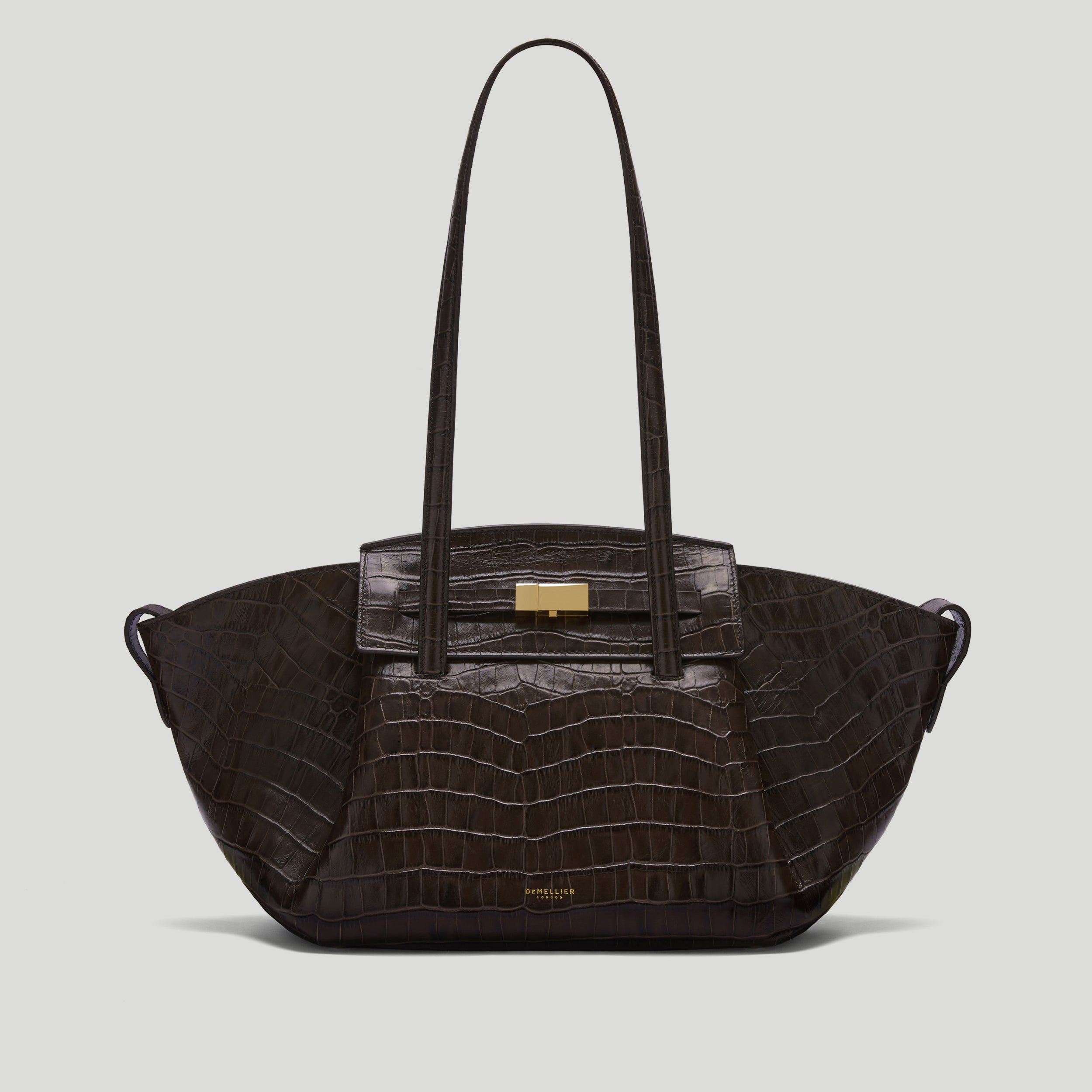 The Midi Brooklyn | Dark Chocolate Croc-Effect | Demellier