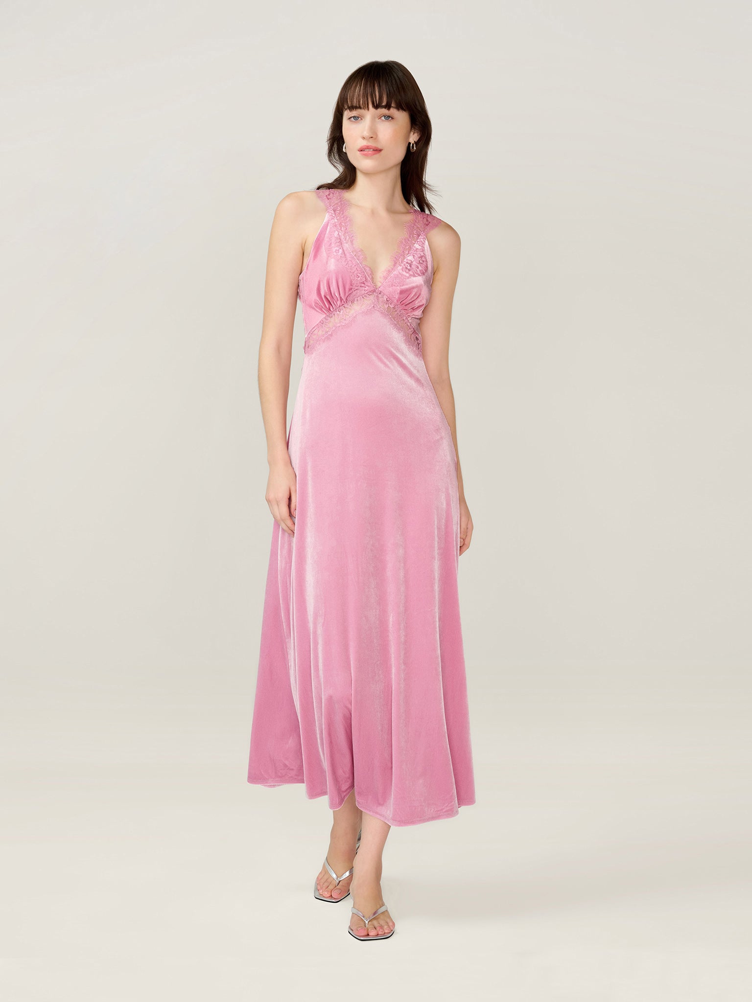 Aurelia Velvet Dress in Vintage Pink - 4
