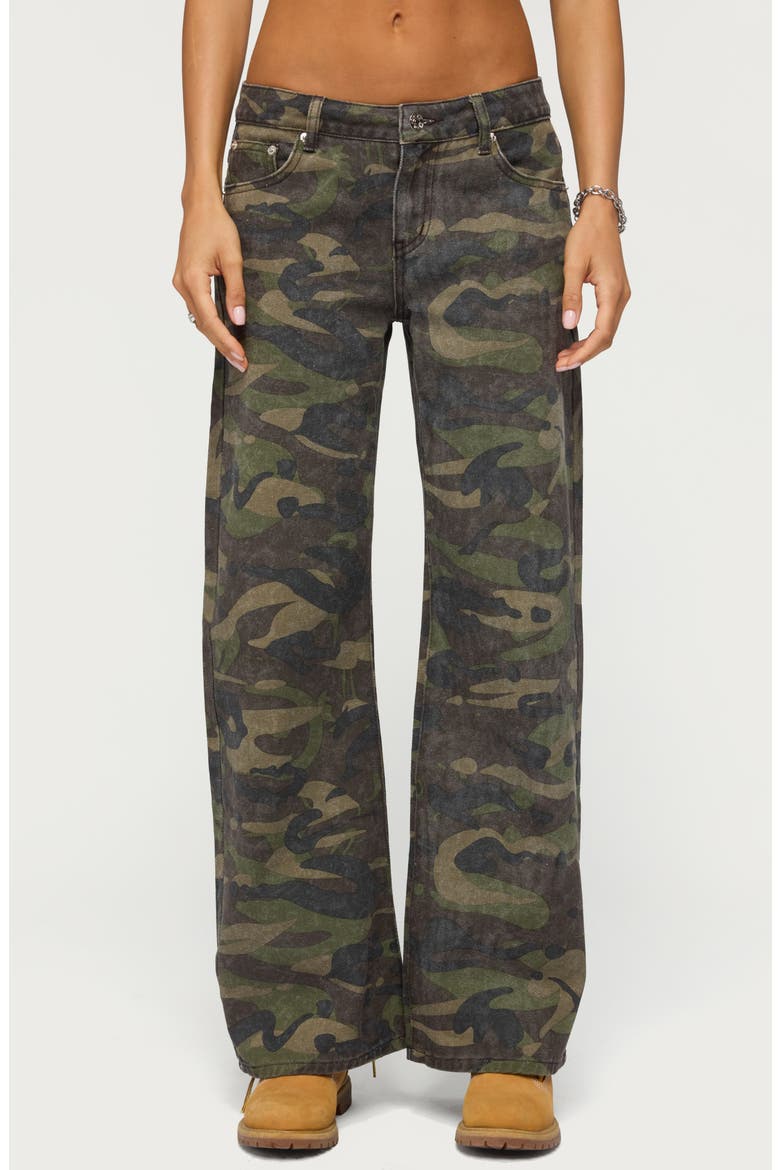 Soya Camo Print Low Rise Baggy Jeans