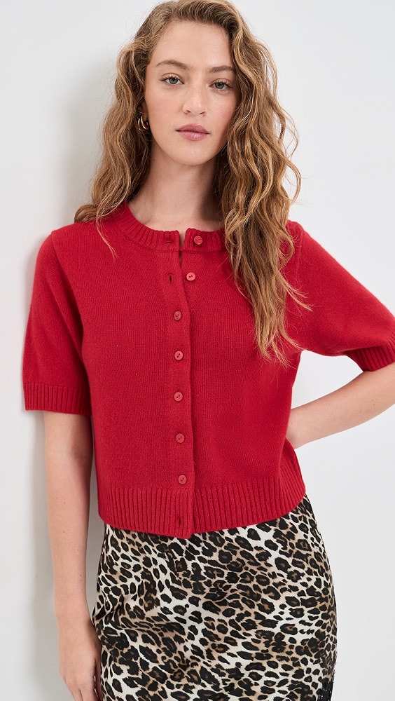 Maude Cashmere Cardigan - Lipstick