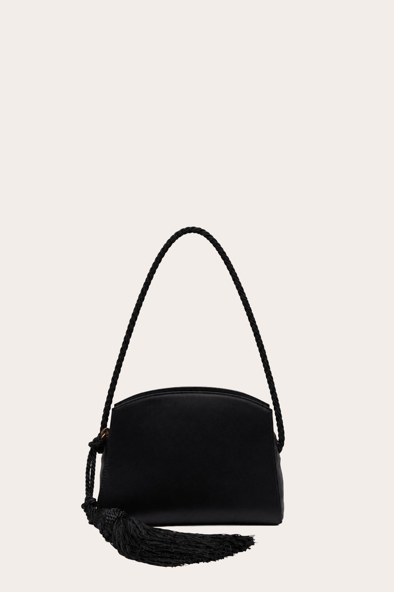 Tassel Clutch Black Satin