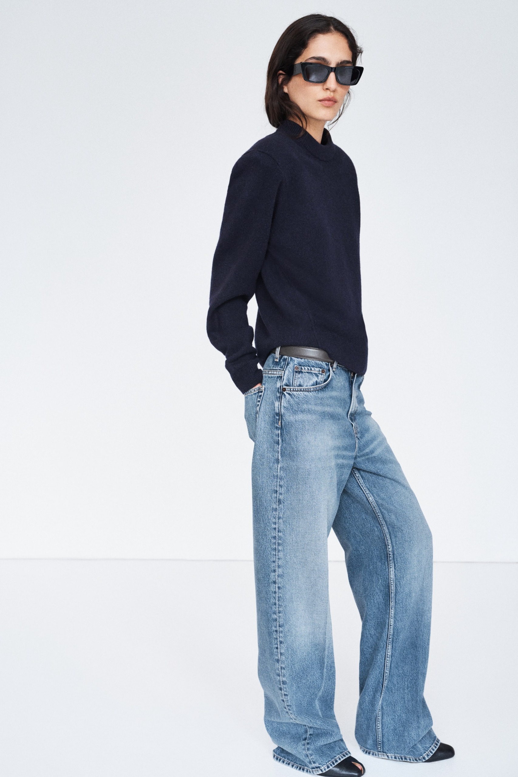 Wide Crease-Leg Jeans