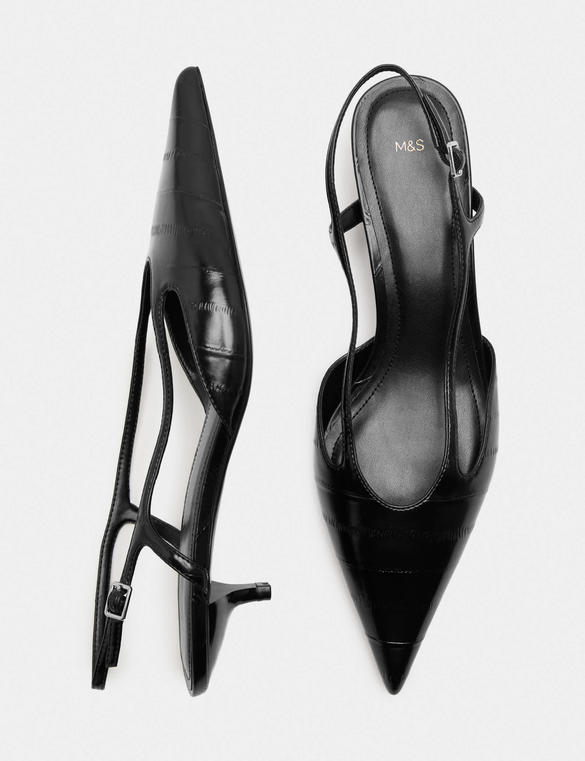 Ankle Strap Kitten Heel Pointed Slingback Shoes