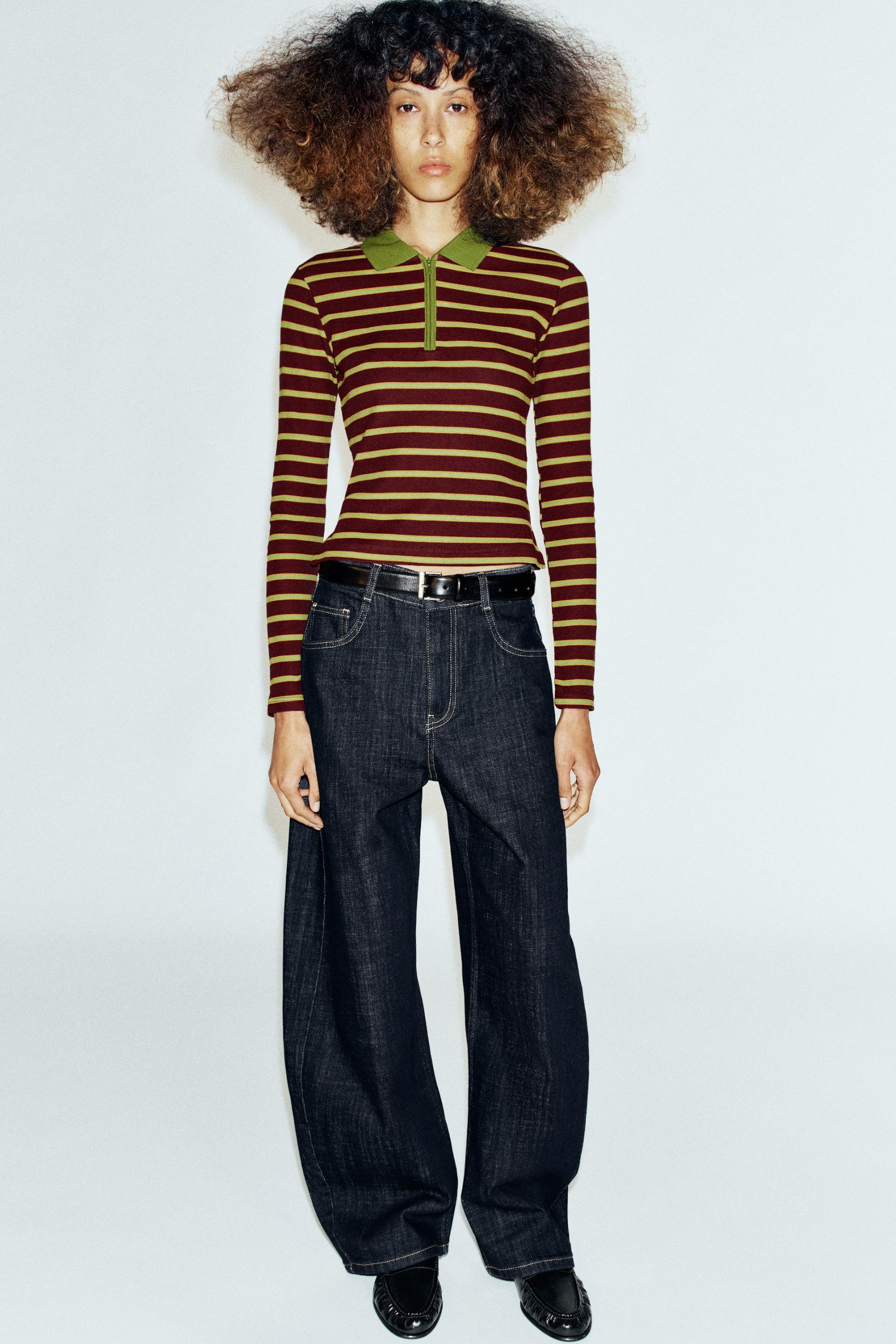 Contrast Stripe Polo Shirt - Maroon - S