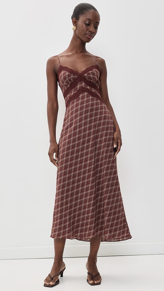 Carin Dress - Wine Plaid