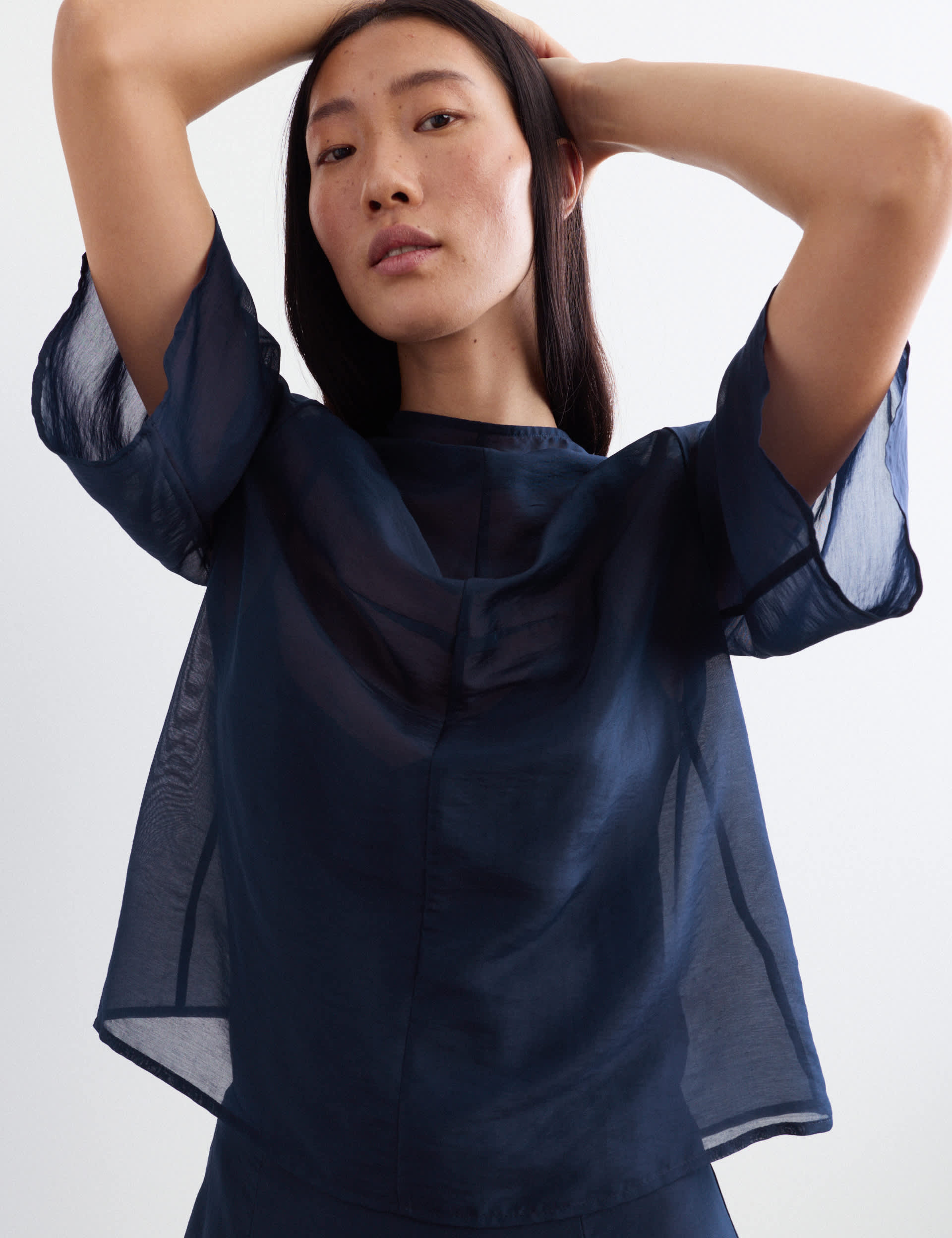 Organza Funnel Neck Top