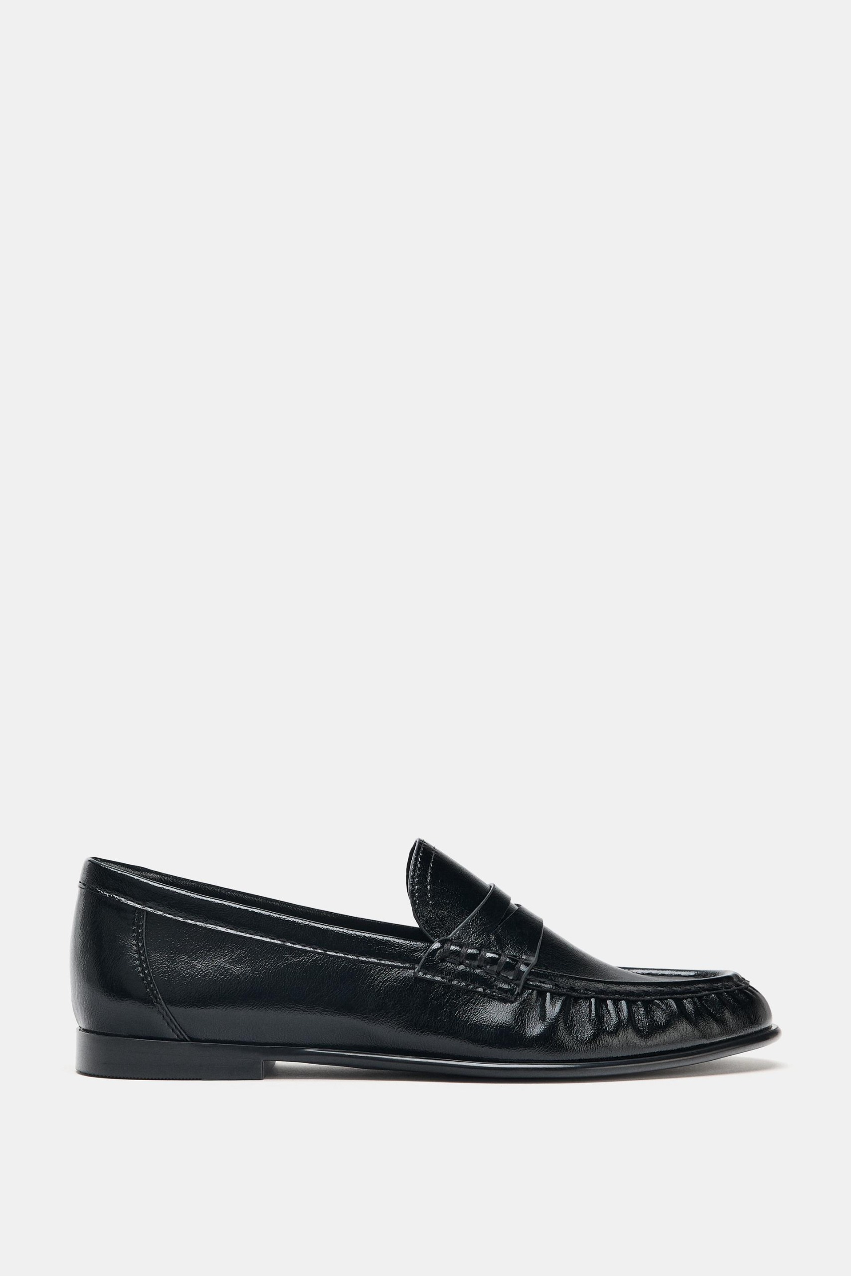 Soft Ruched Loafers - Black - 5